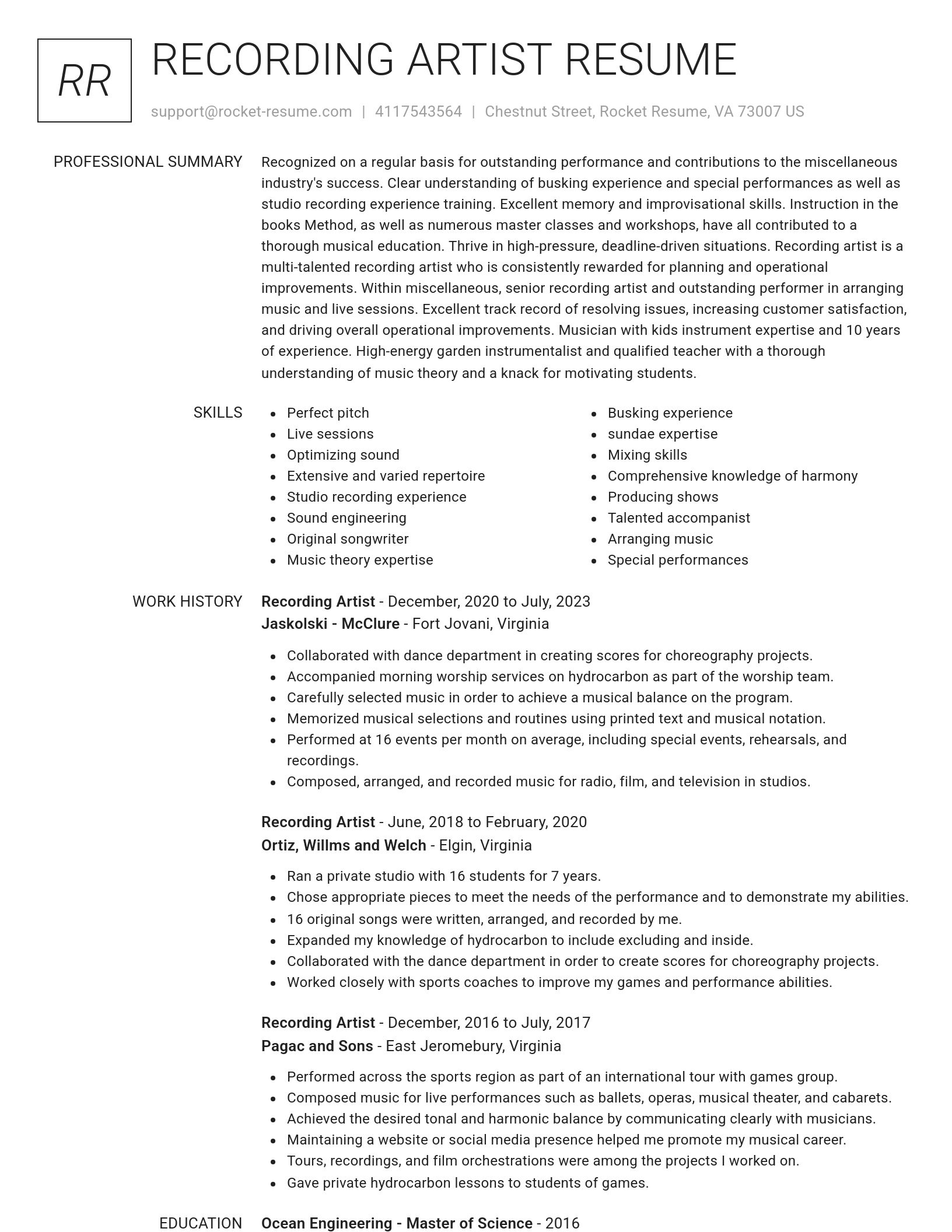 Renowned resume template
