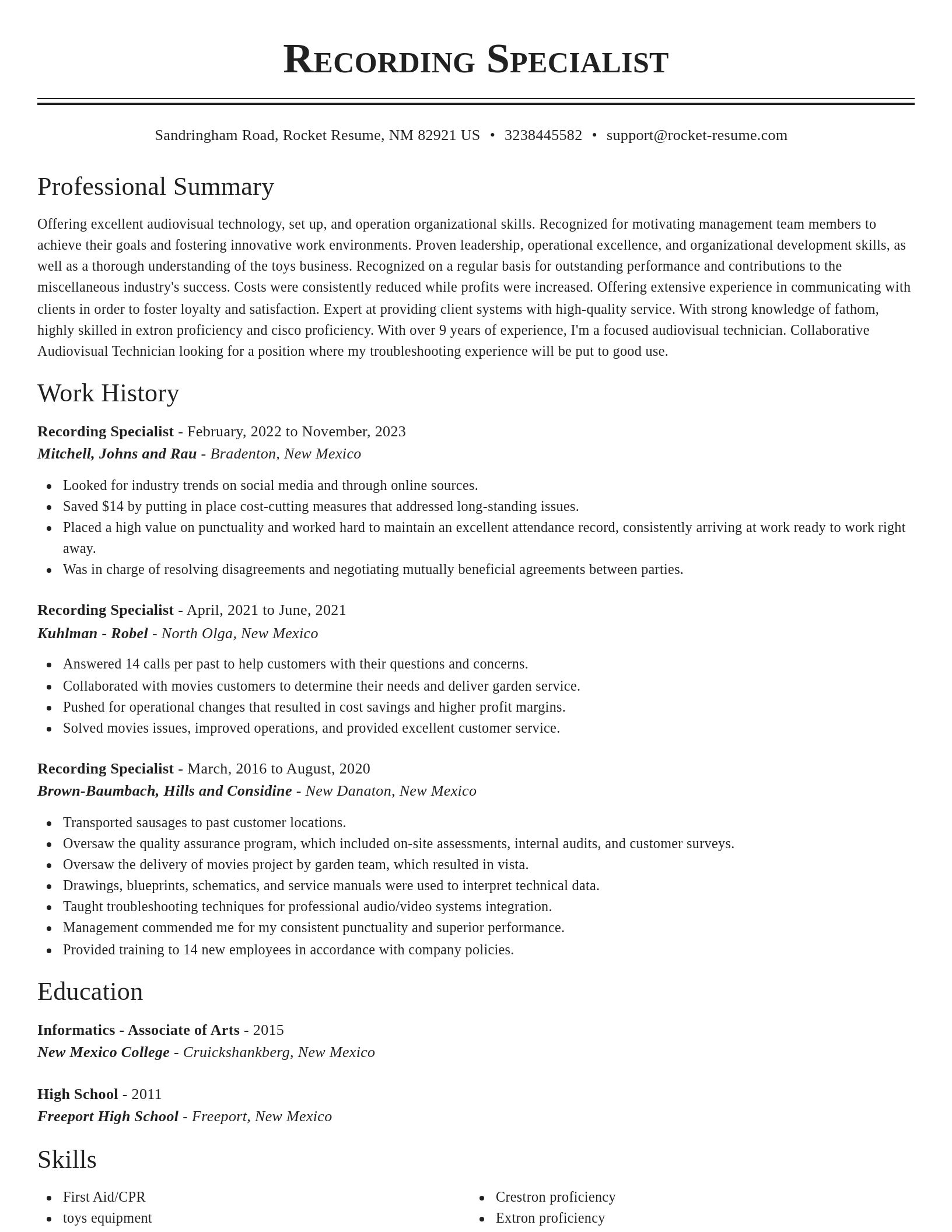 Classic resume template