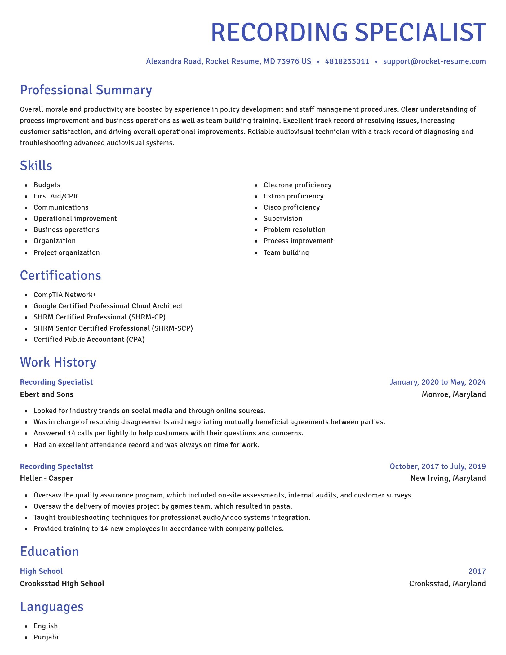 Novel resume template