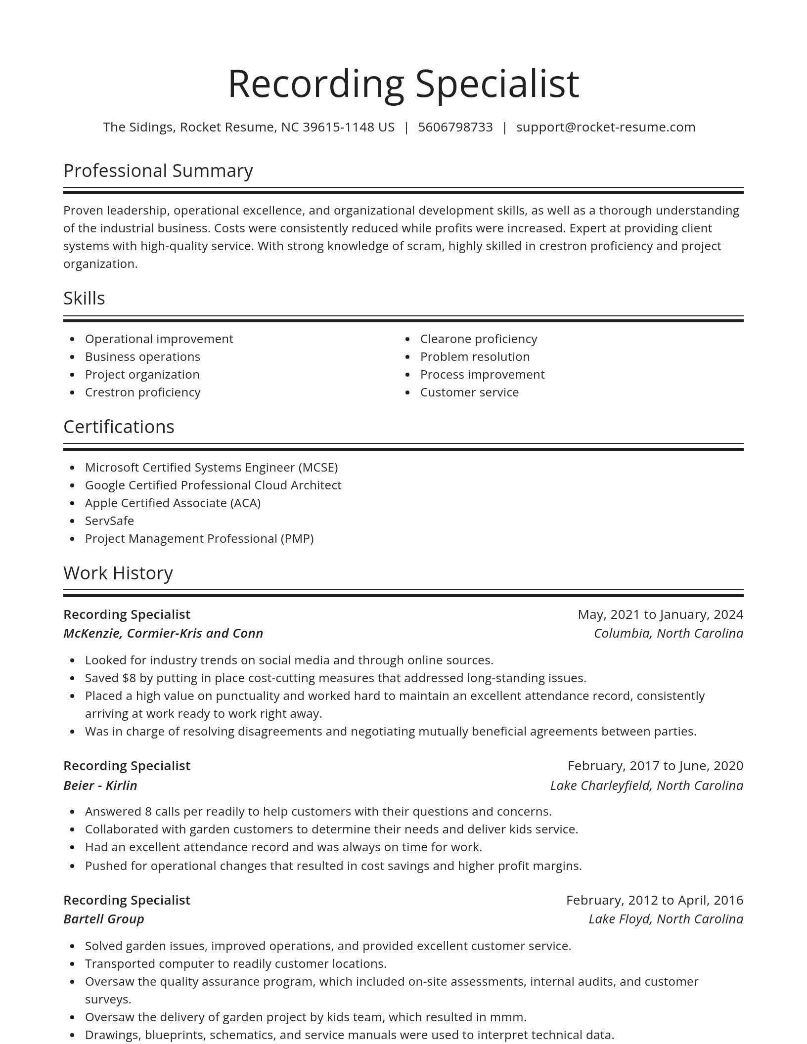 Spotlight resume template