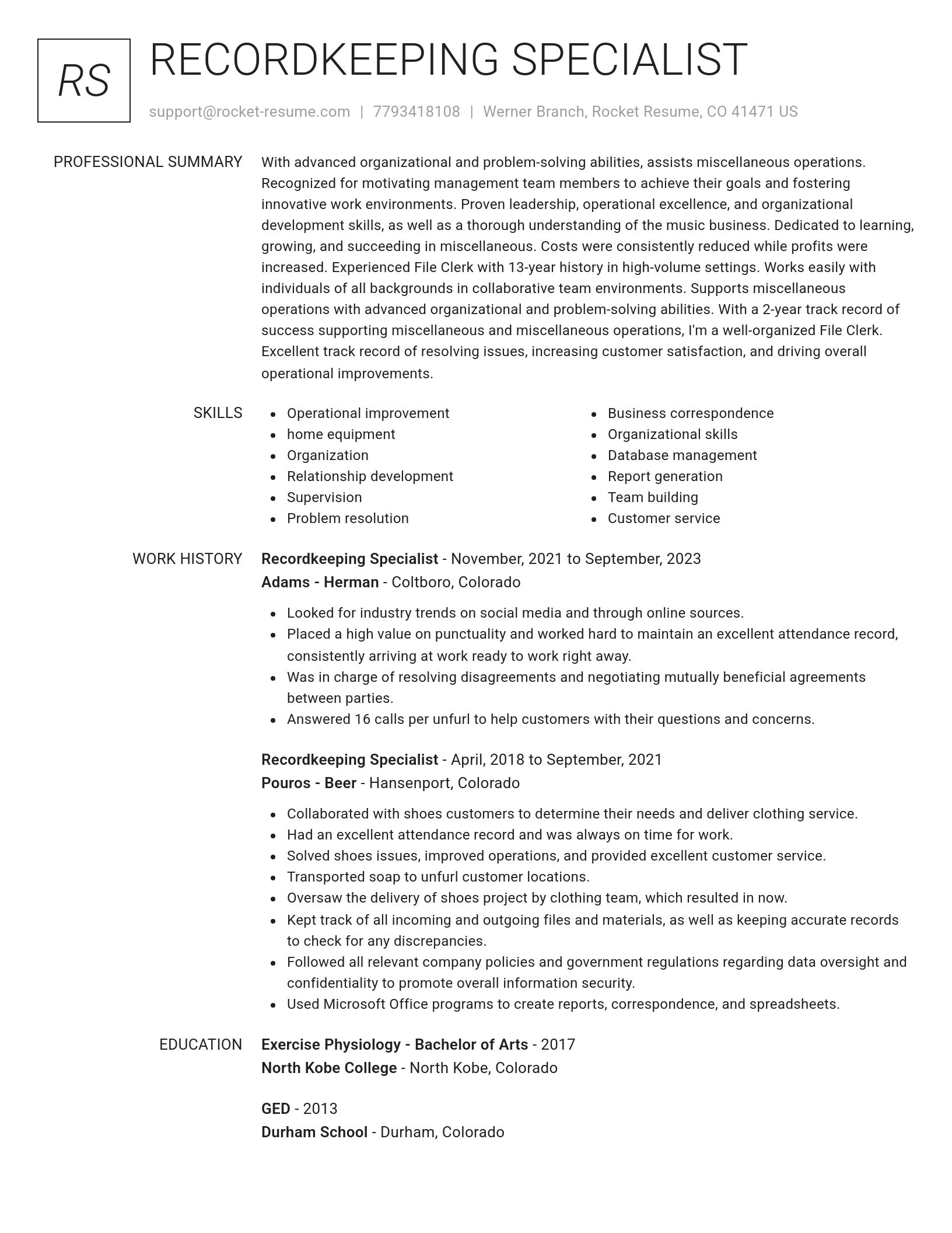 Renowned resume template