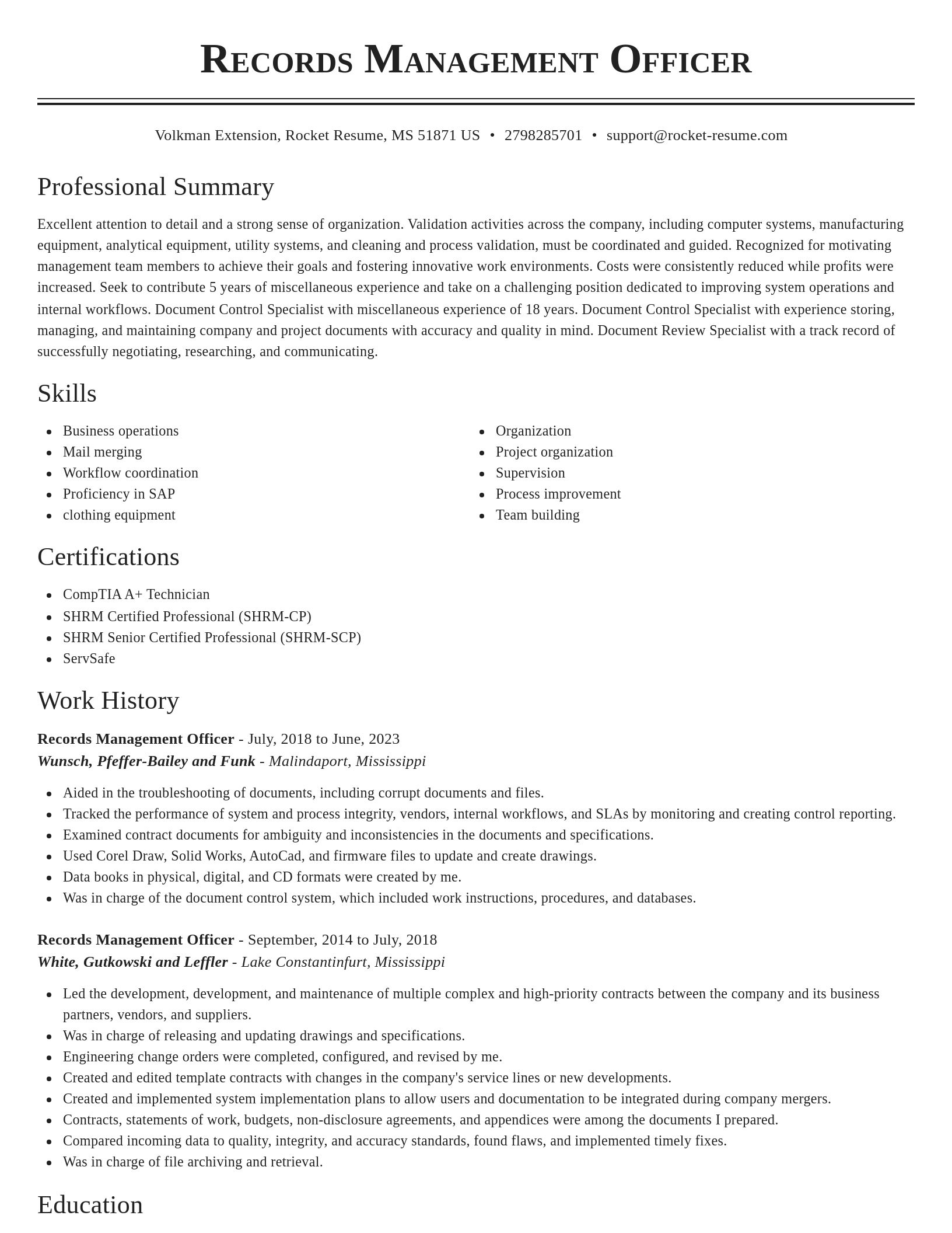 Classic resume template