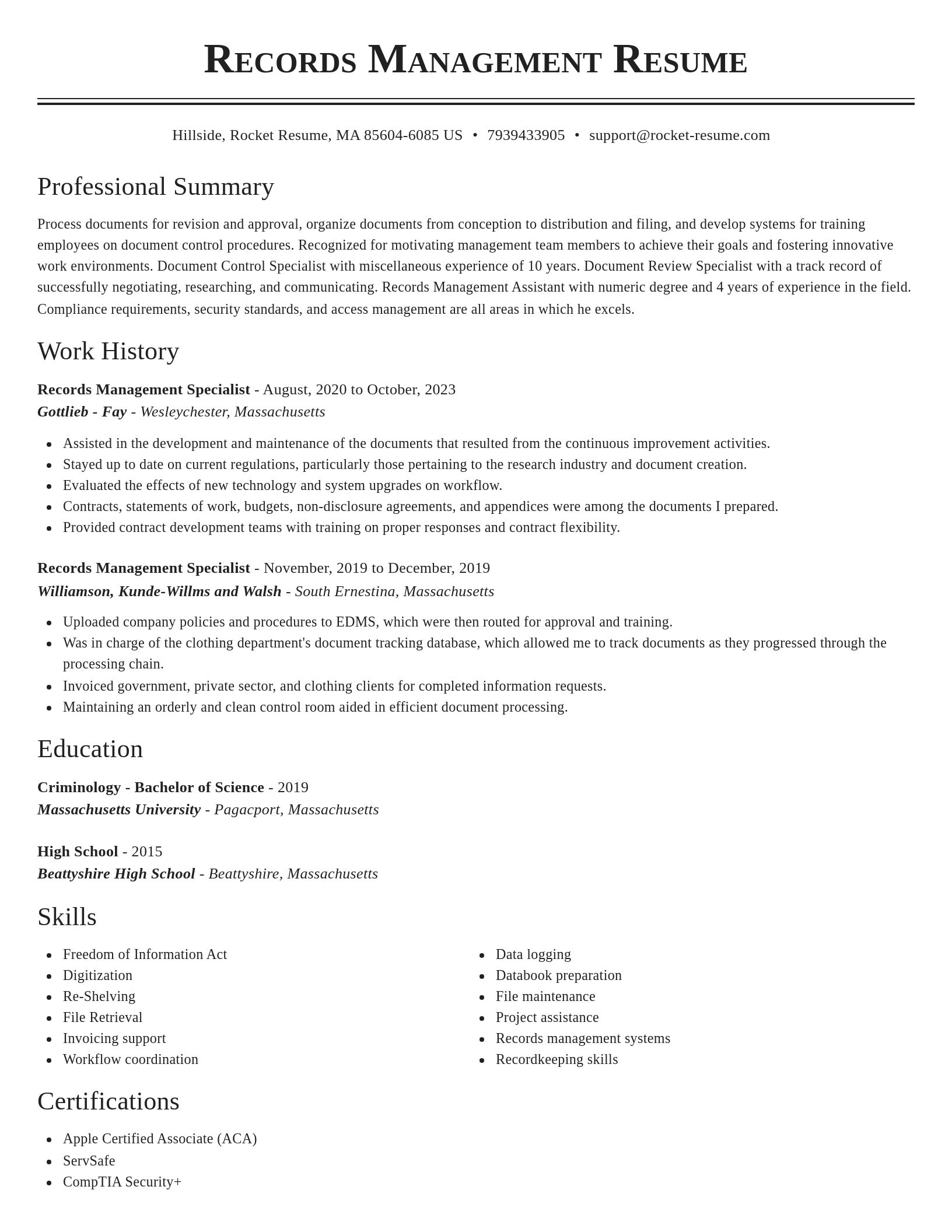 Classic resume template