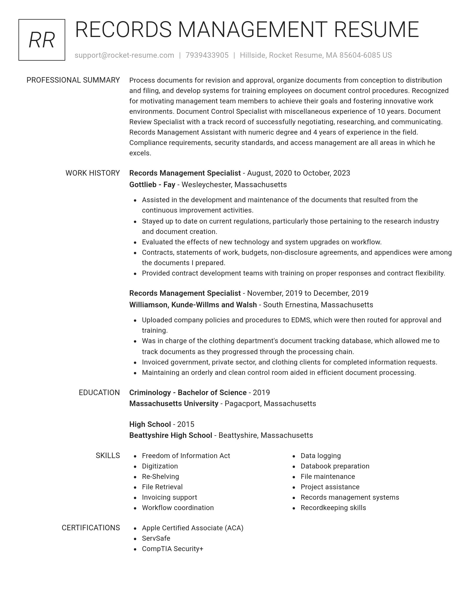 Renowned resume template