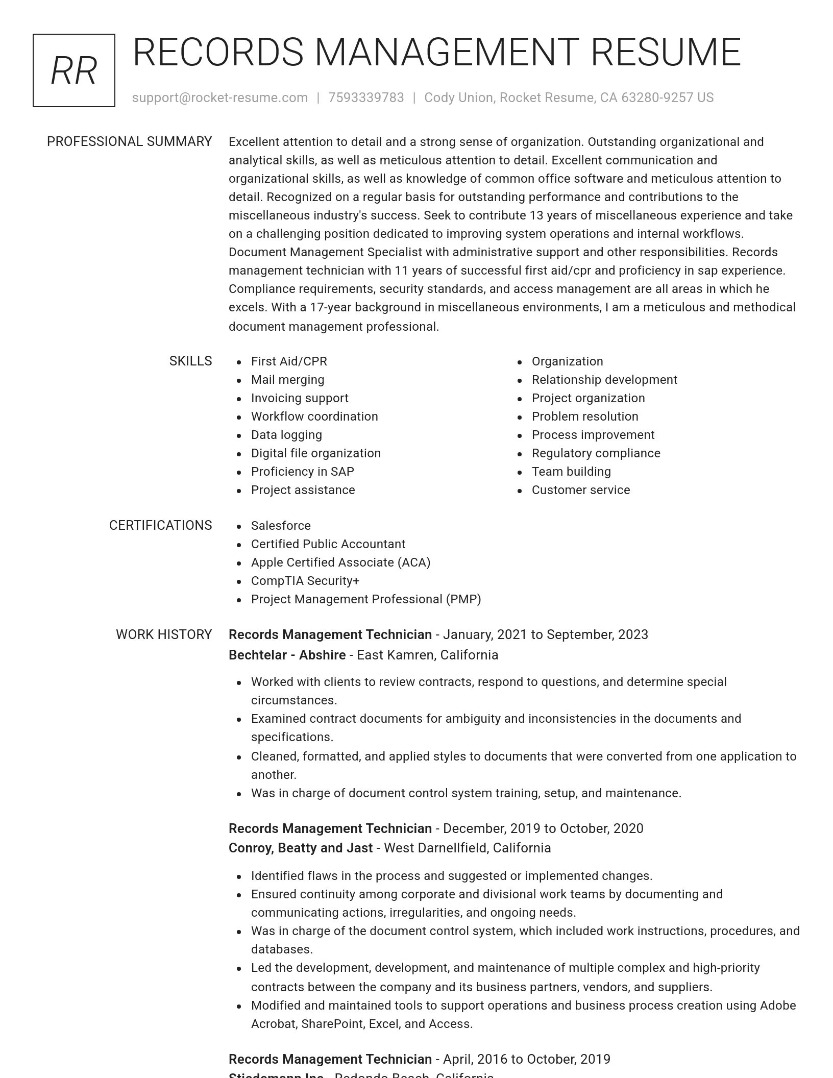 Renowned resume template
