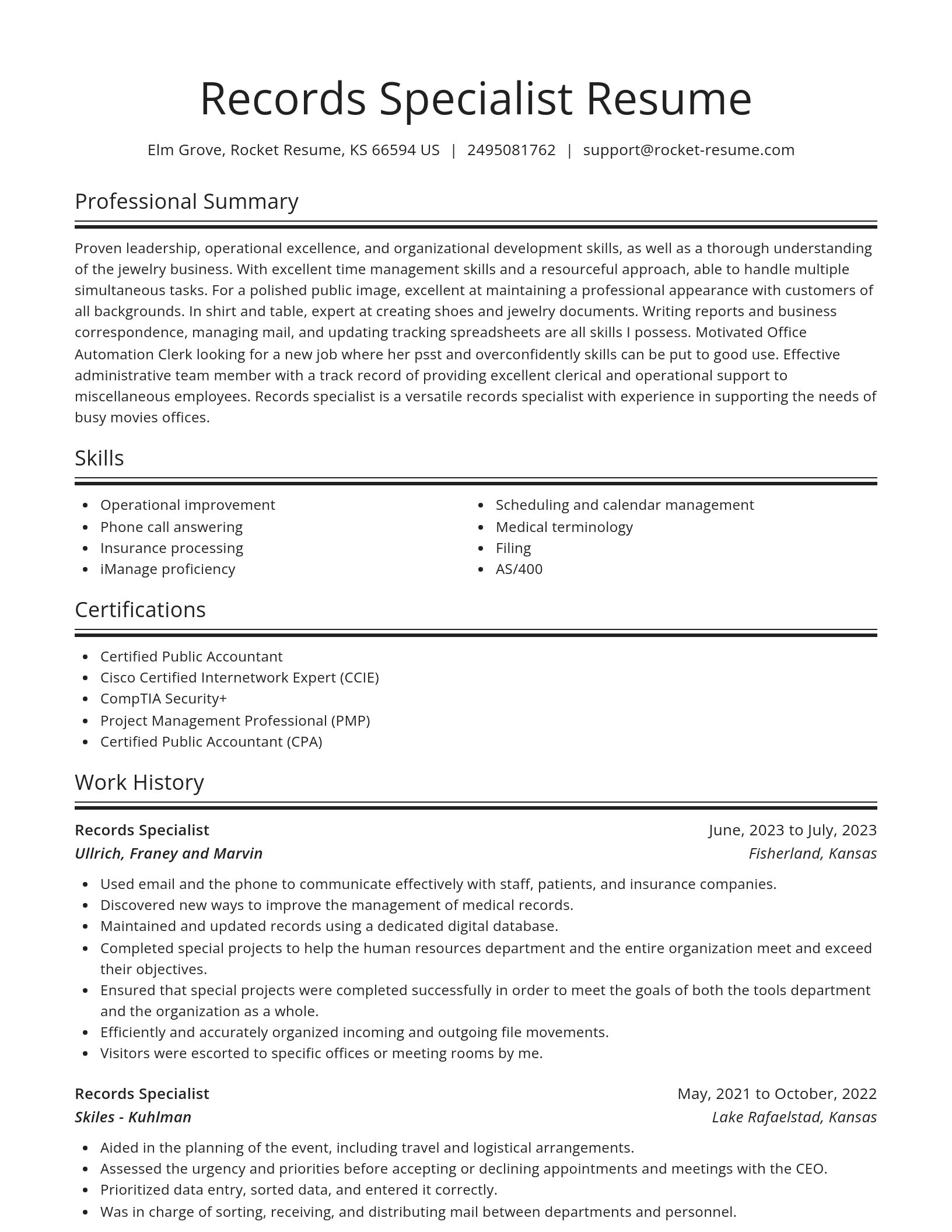 Spotlight resume template