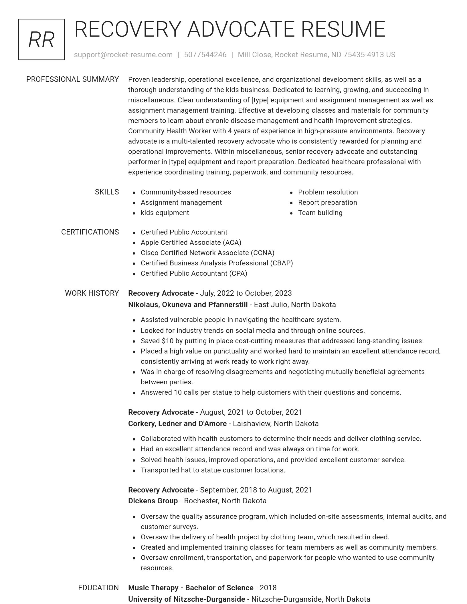 Renowned resume template