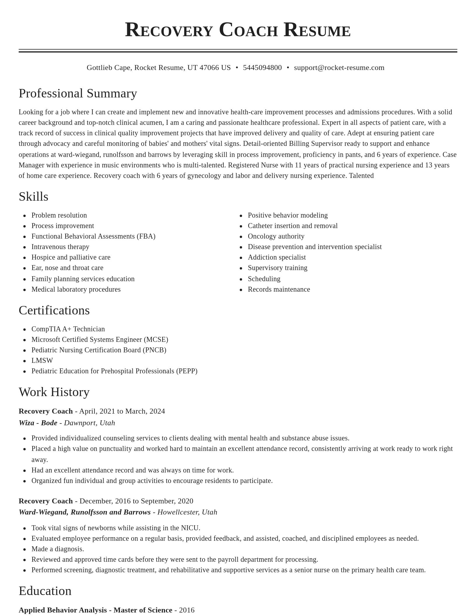 Classic resume template