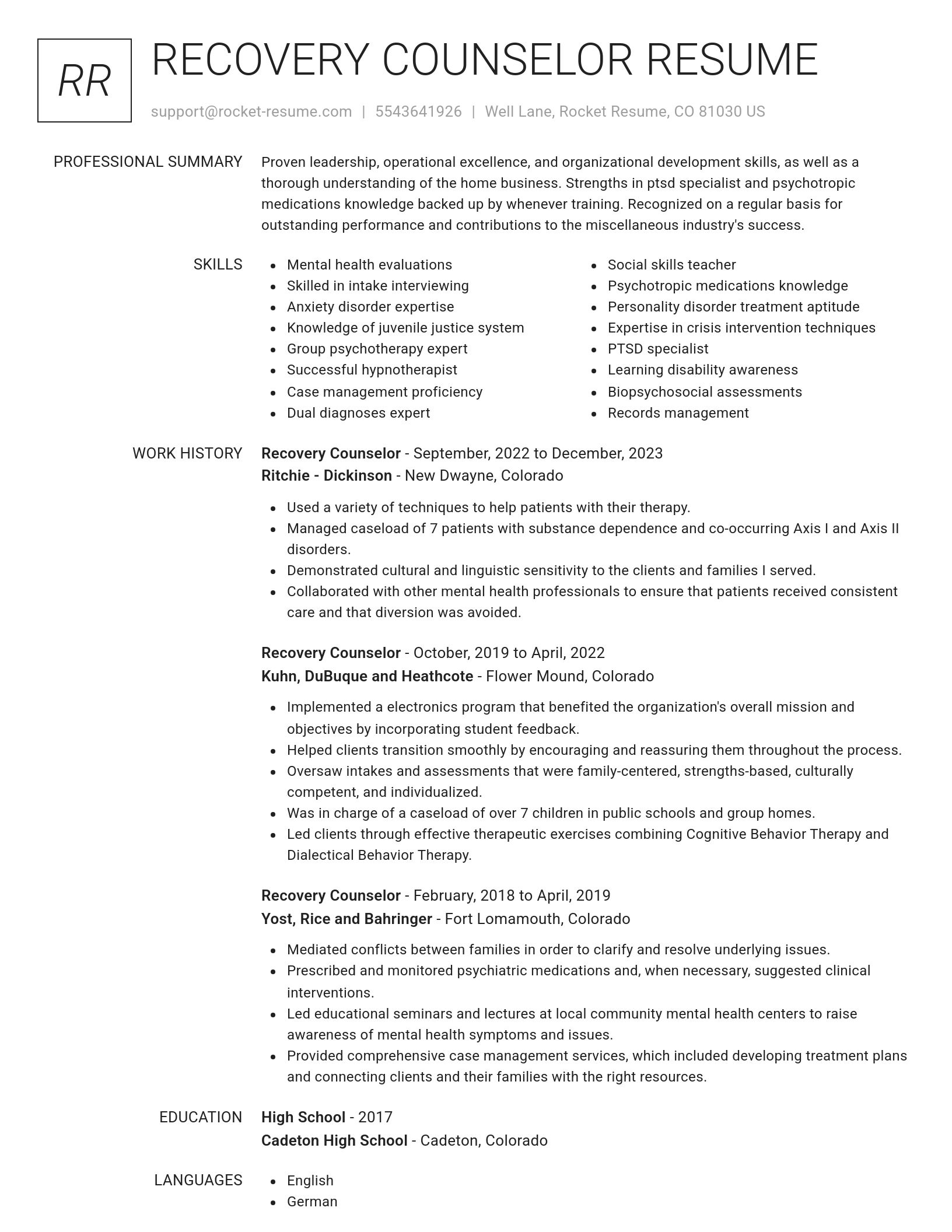 Renowned resume template