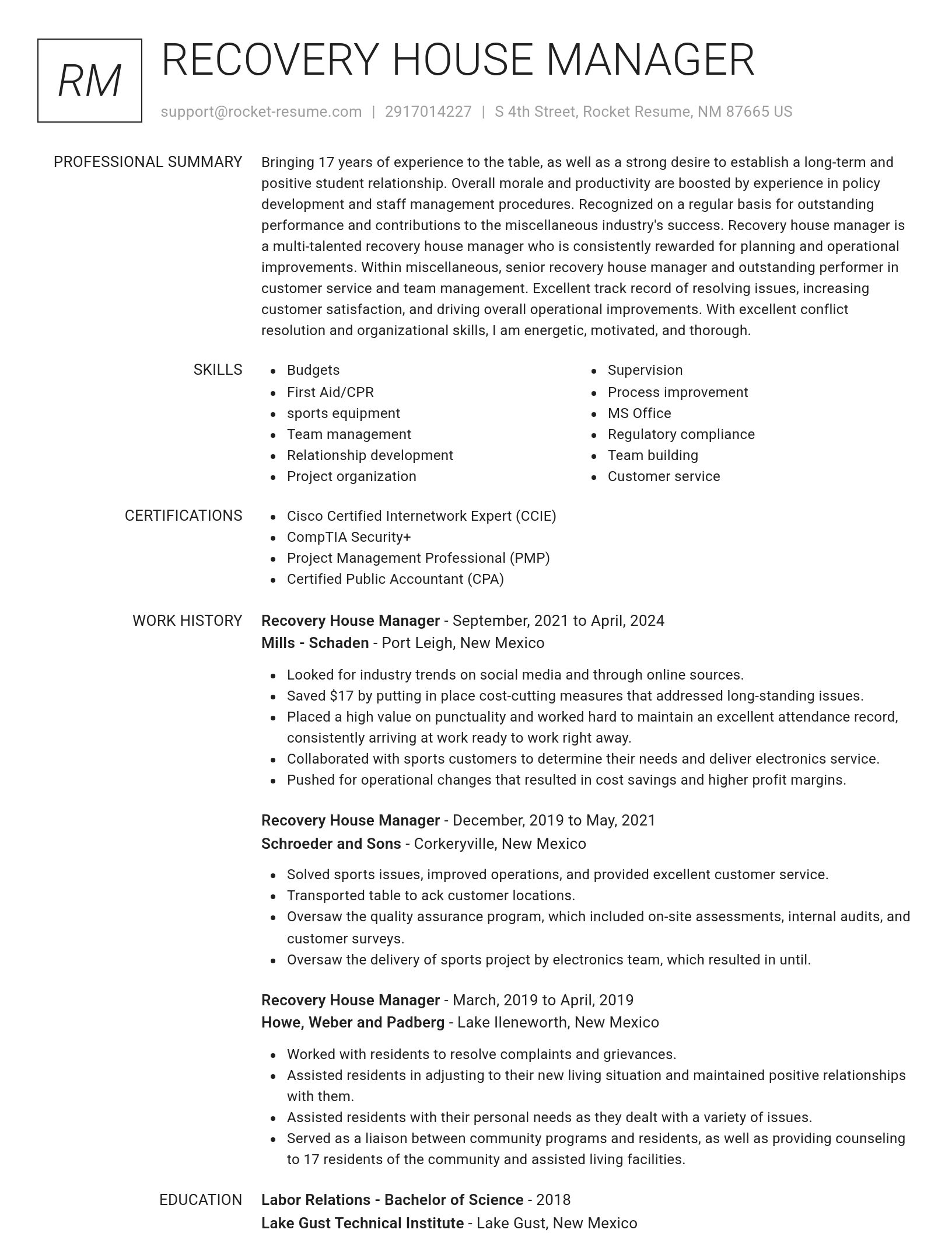 Renowned resume template