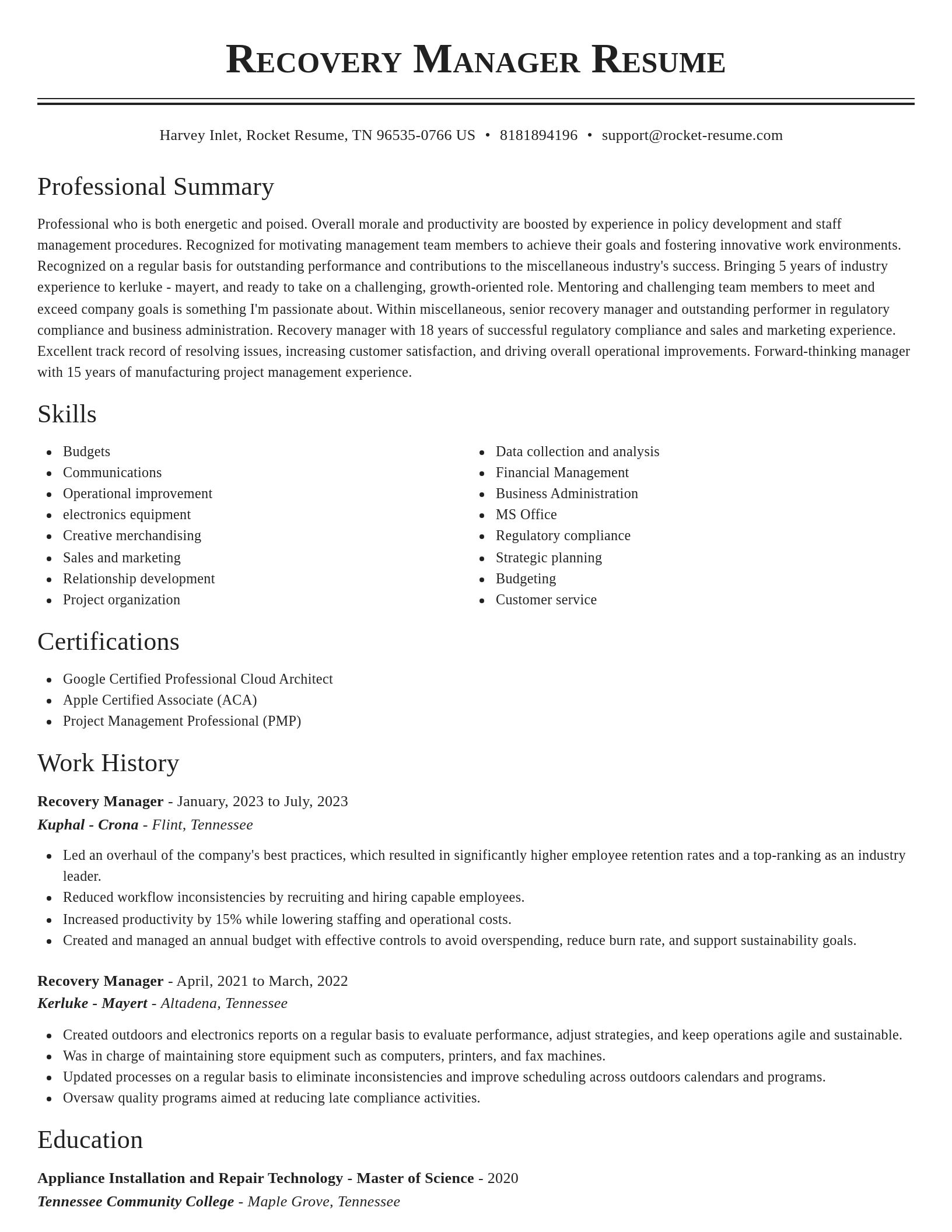 Classic resume template