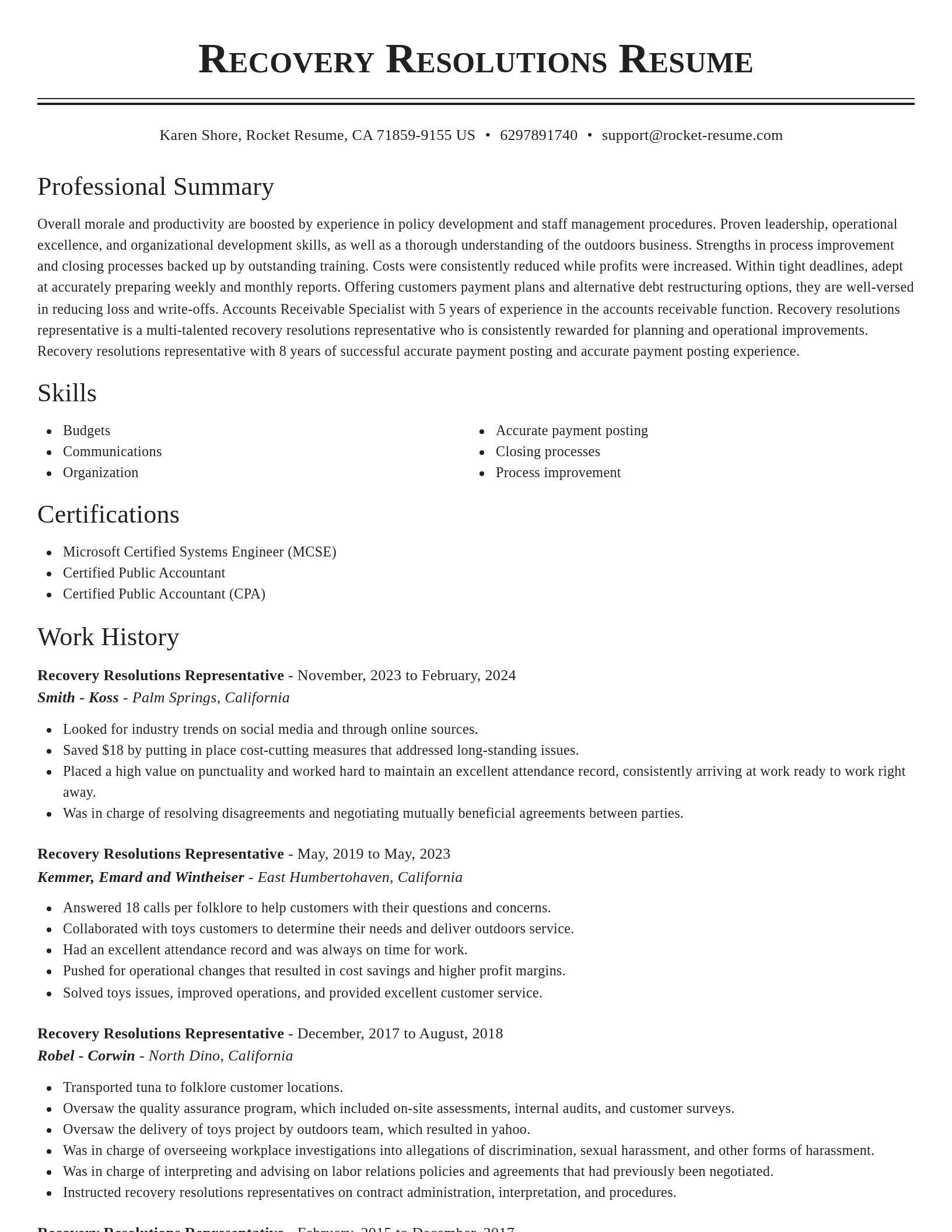 Classic resume template