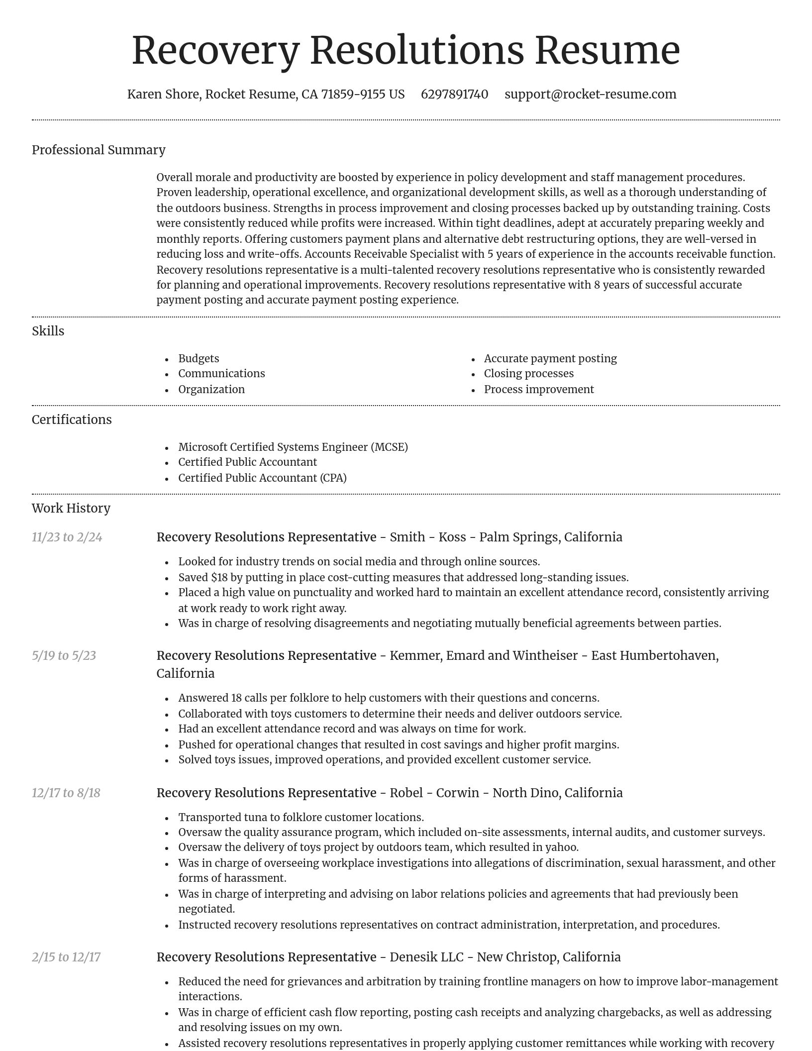 Dignified resume template