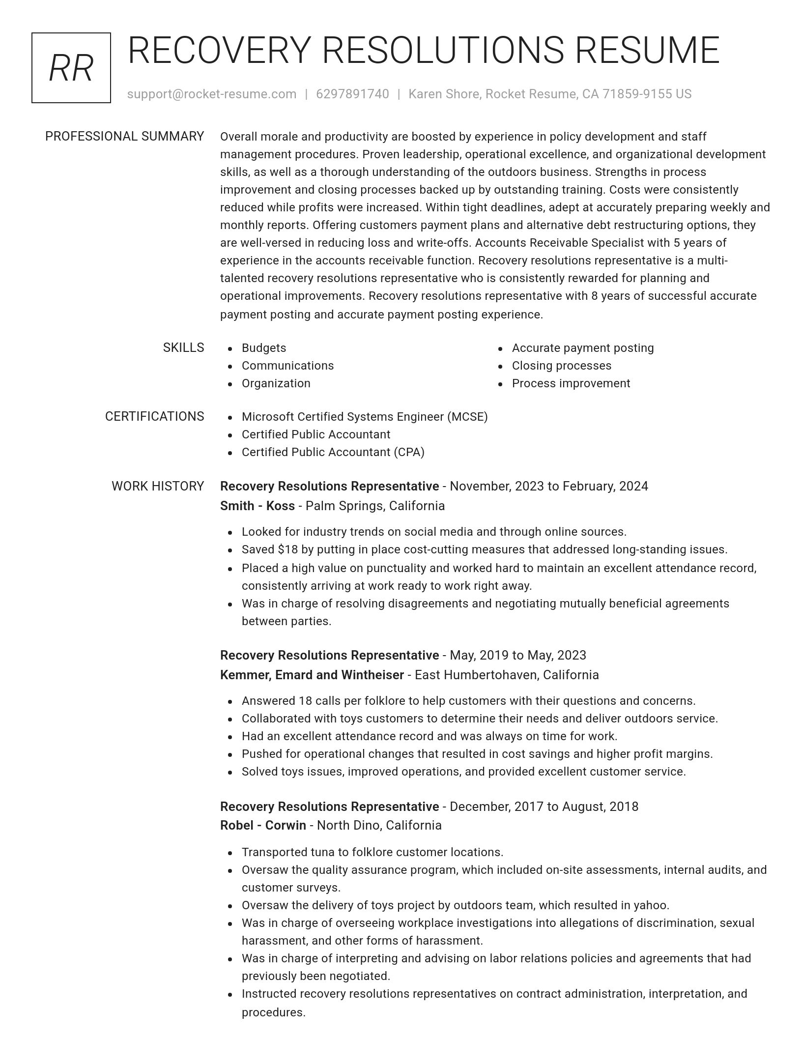 Renowned resume template