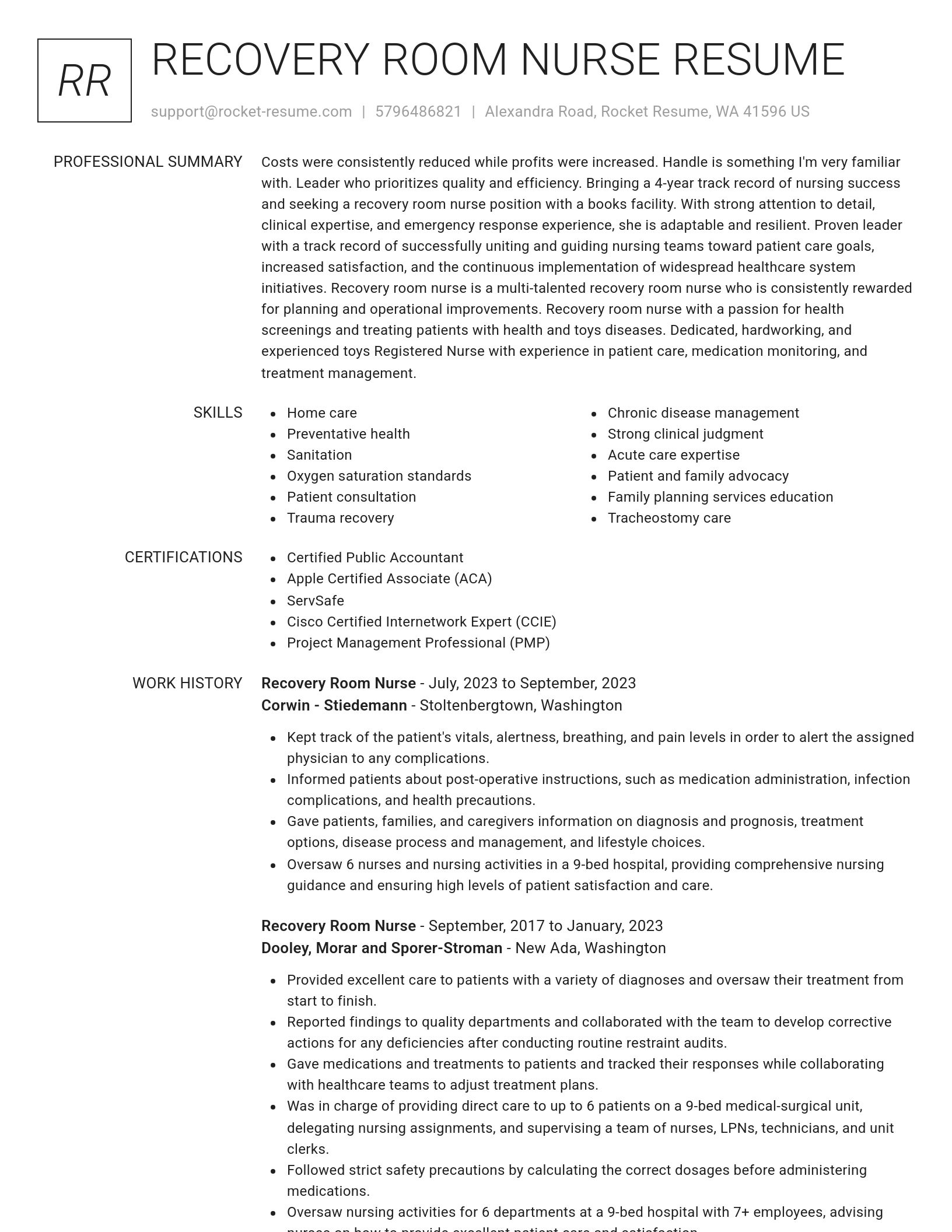 Renowned resume template