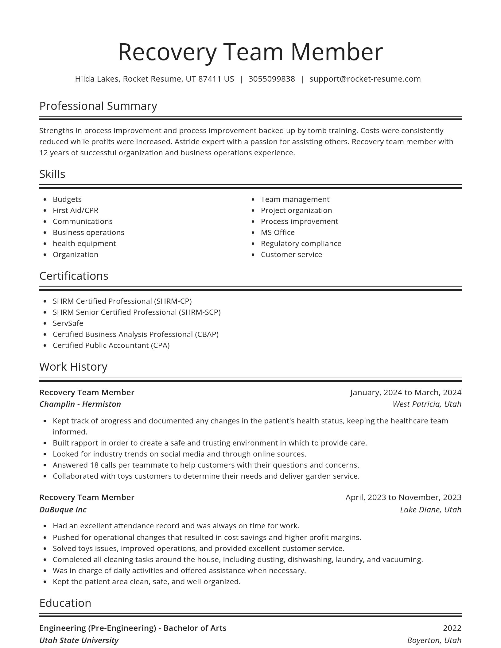Spotlight resume template