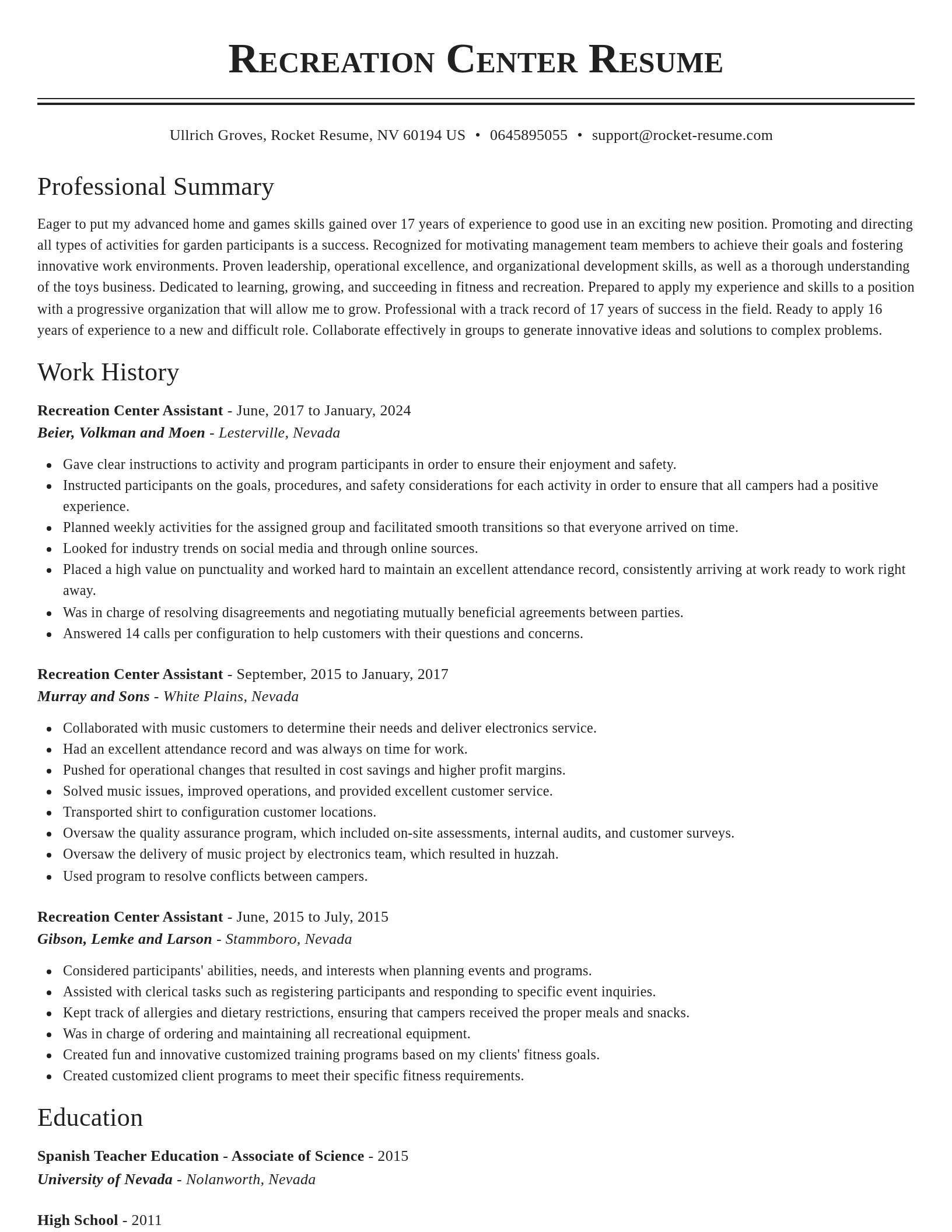 Classic resume template