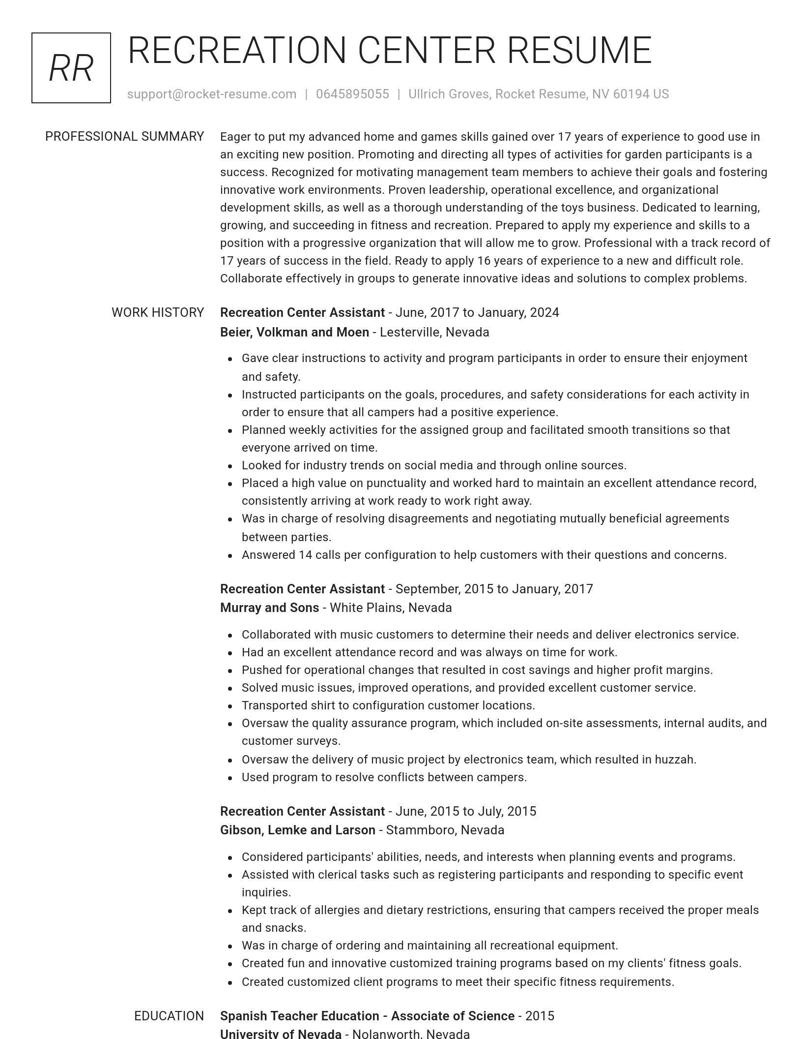 Renowned resume template