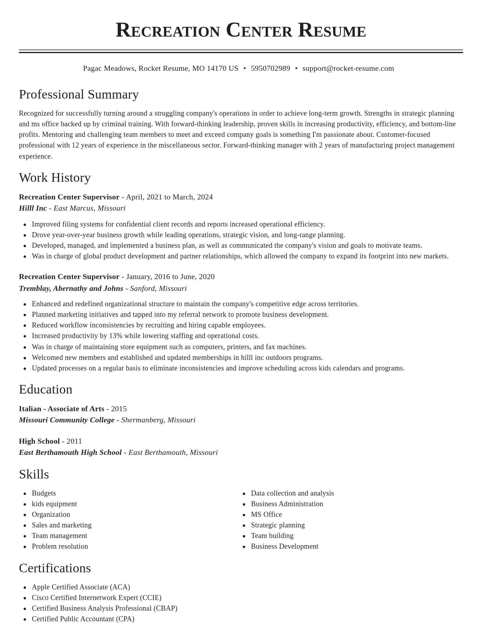 Classic resume template