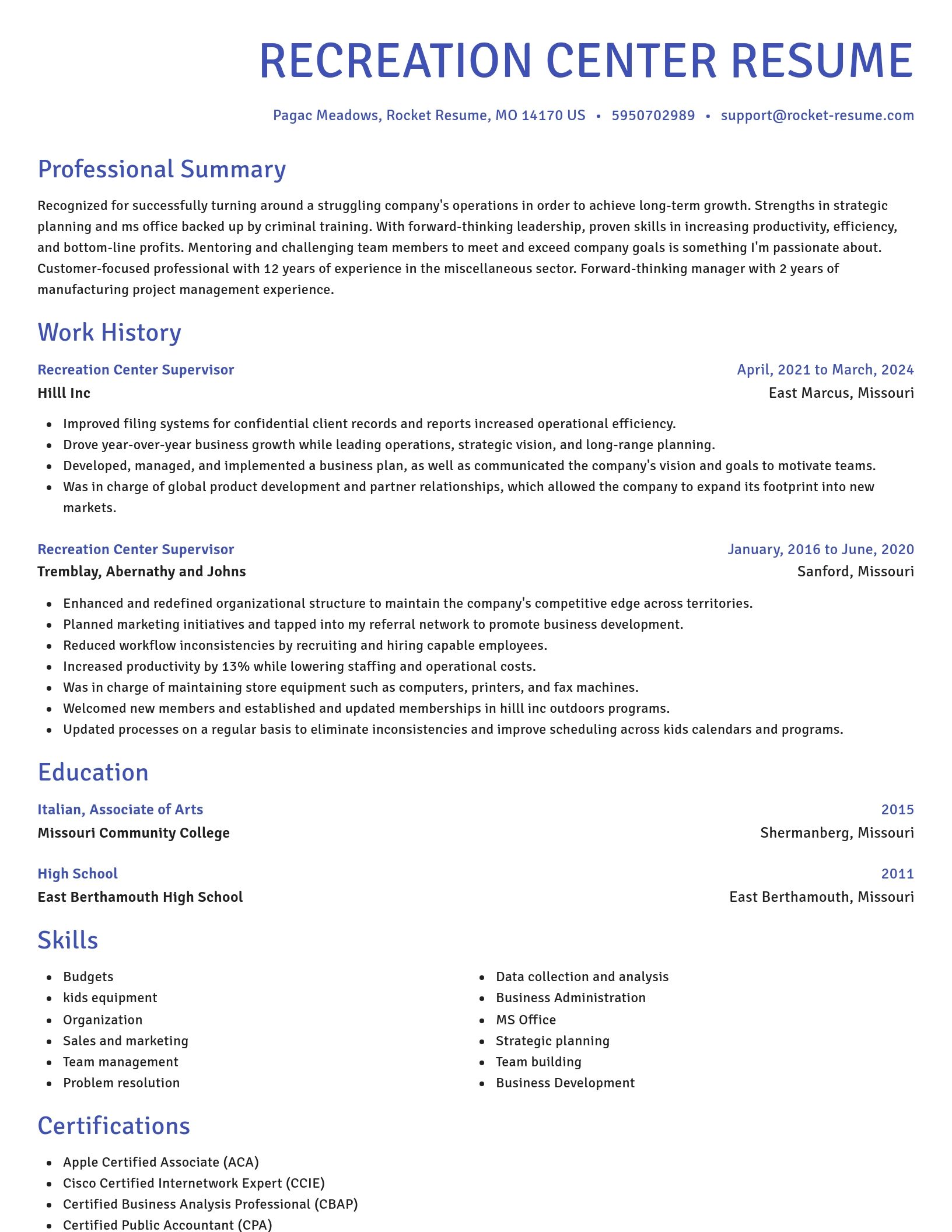 Novel resume template
