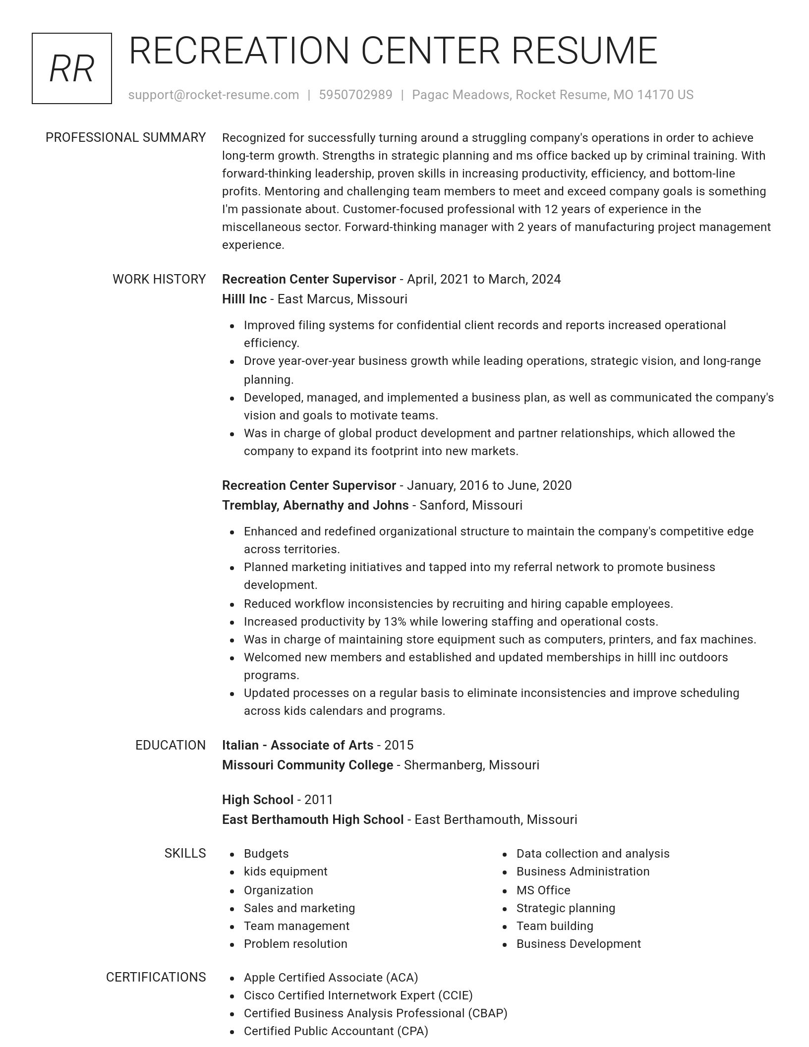 Renowned resume template