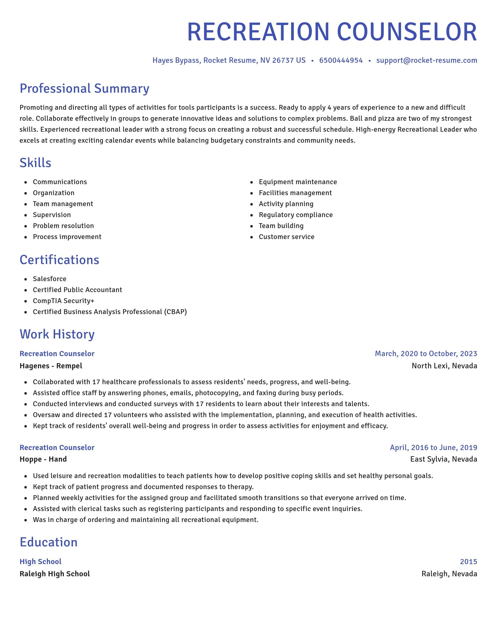 Novel resume template