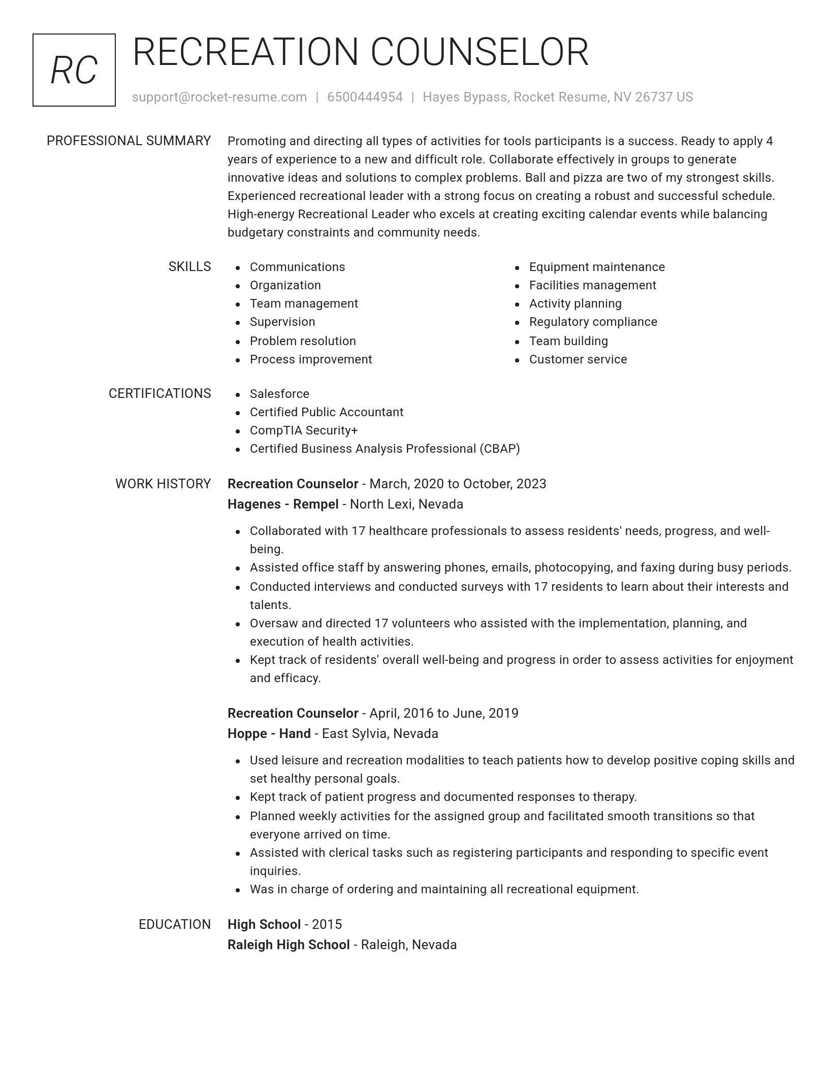 Renowned resume template