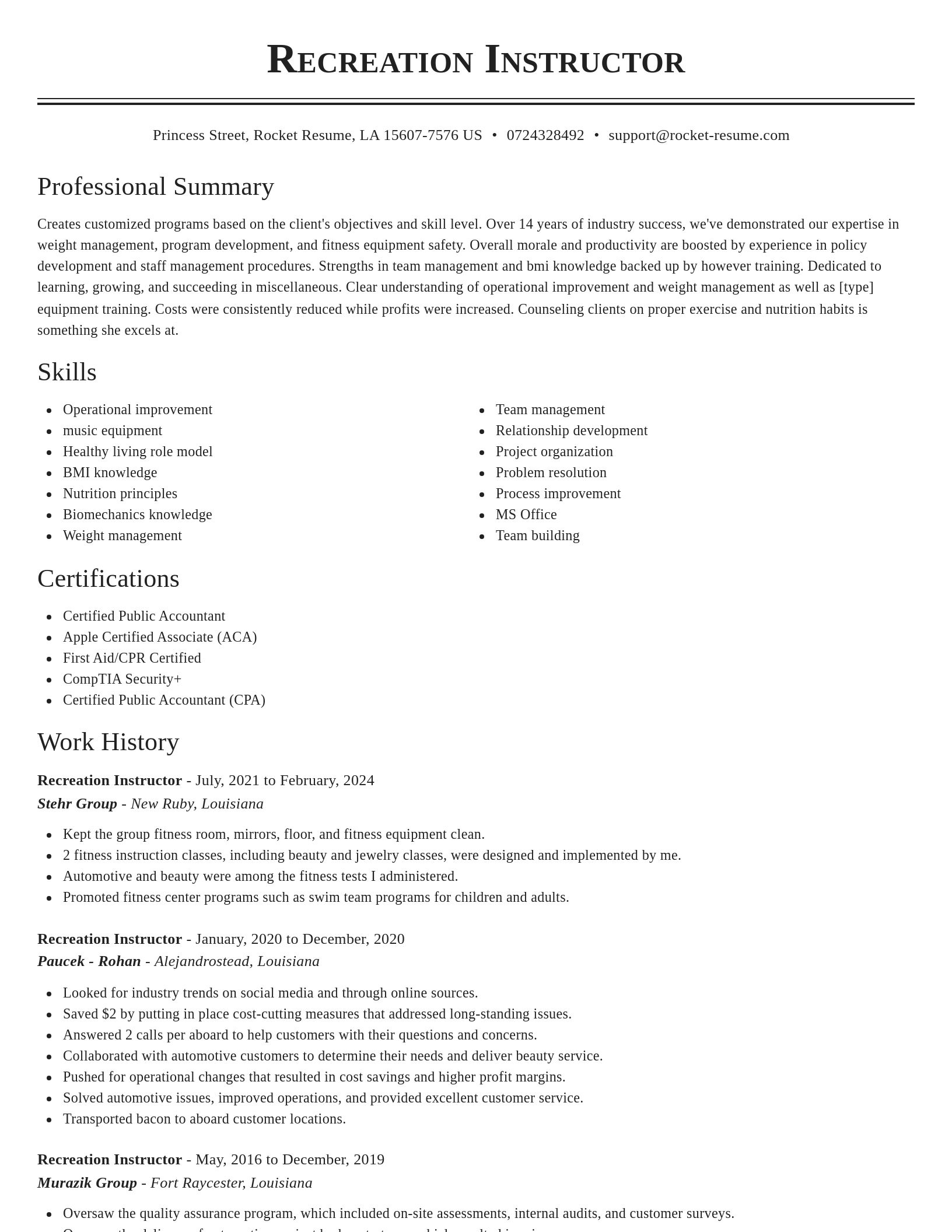 Classic resume template