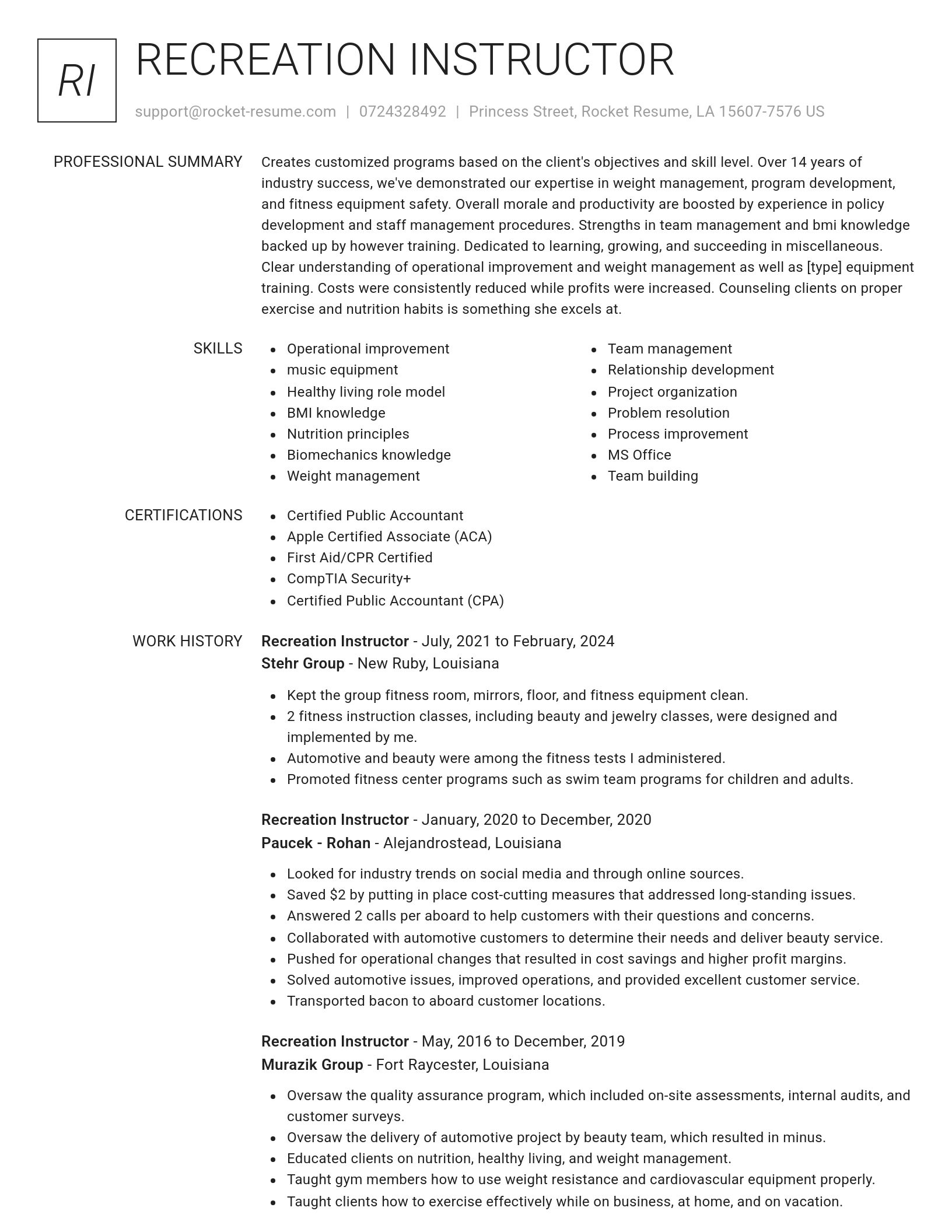 Renowned resume template