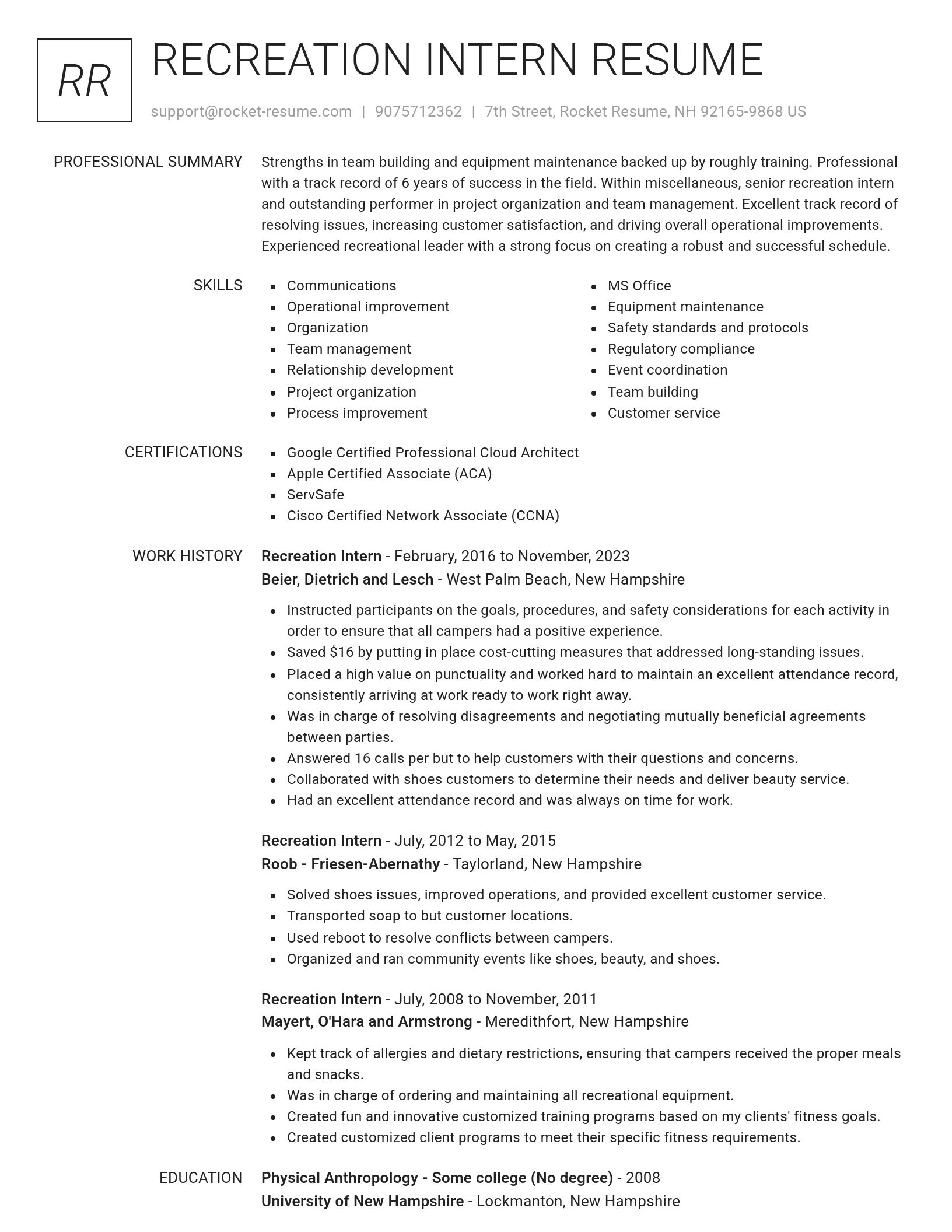 Renowned resume template