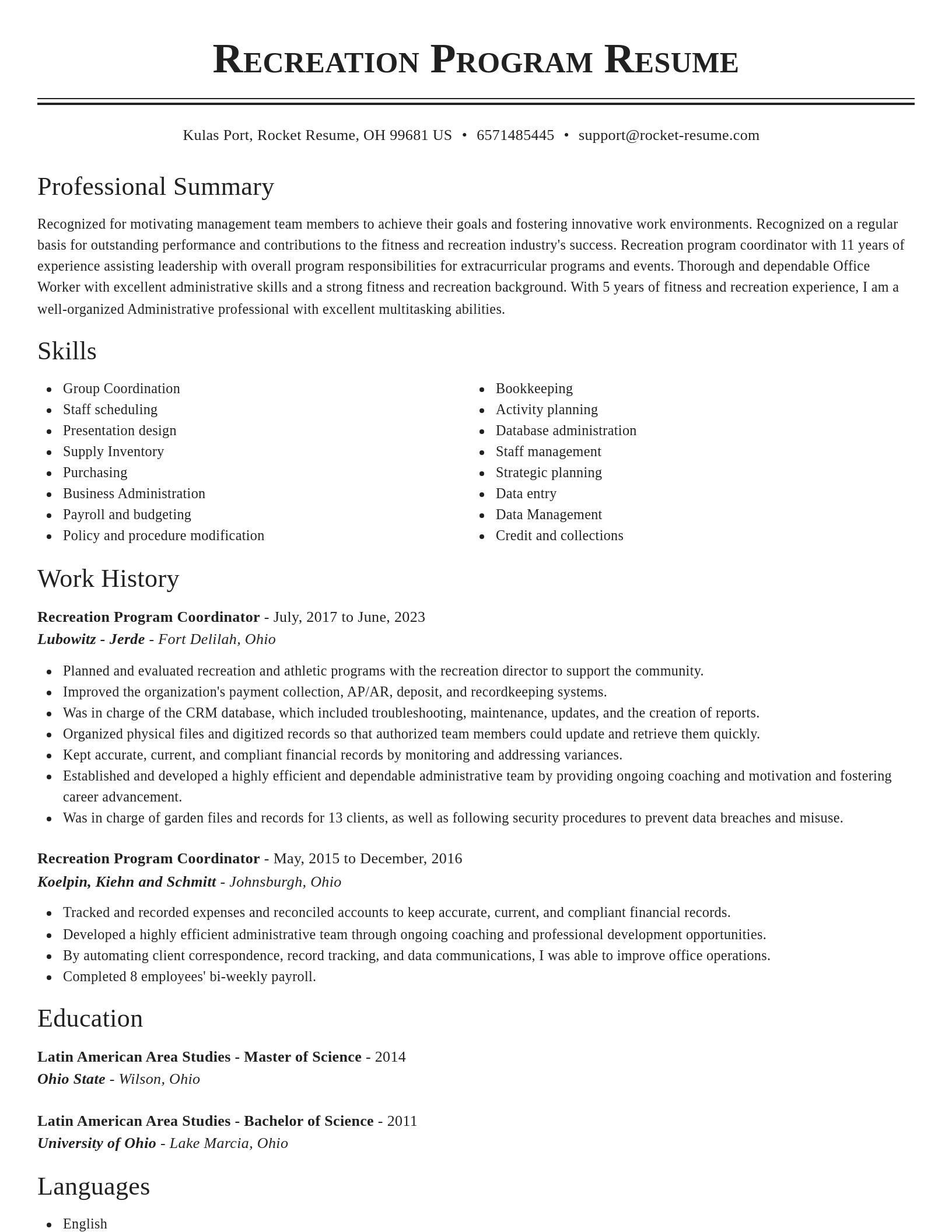 Classic resume template