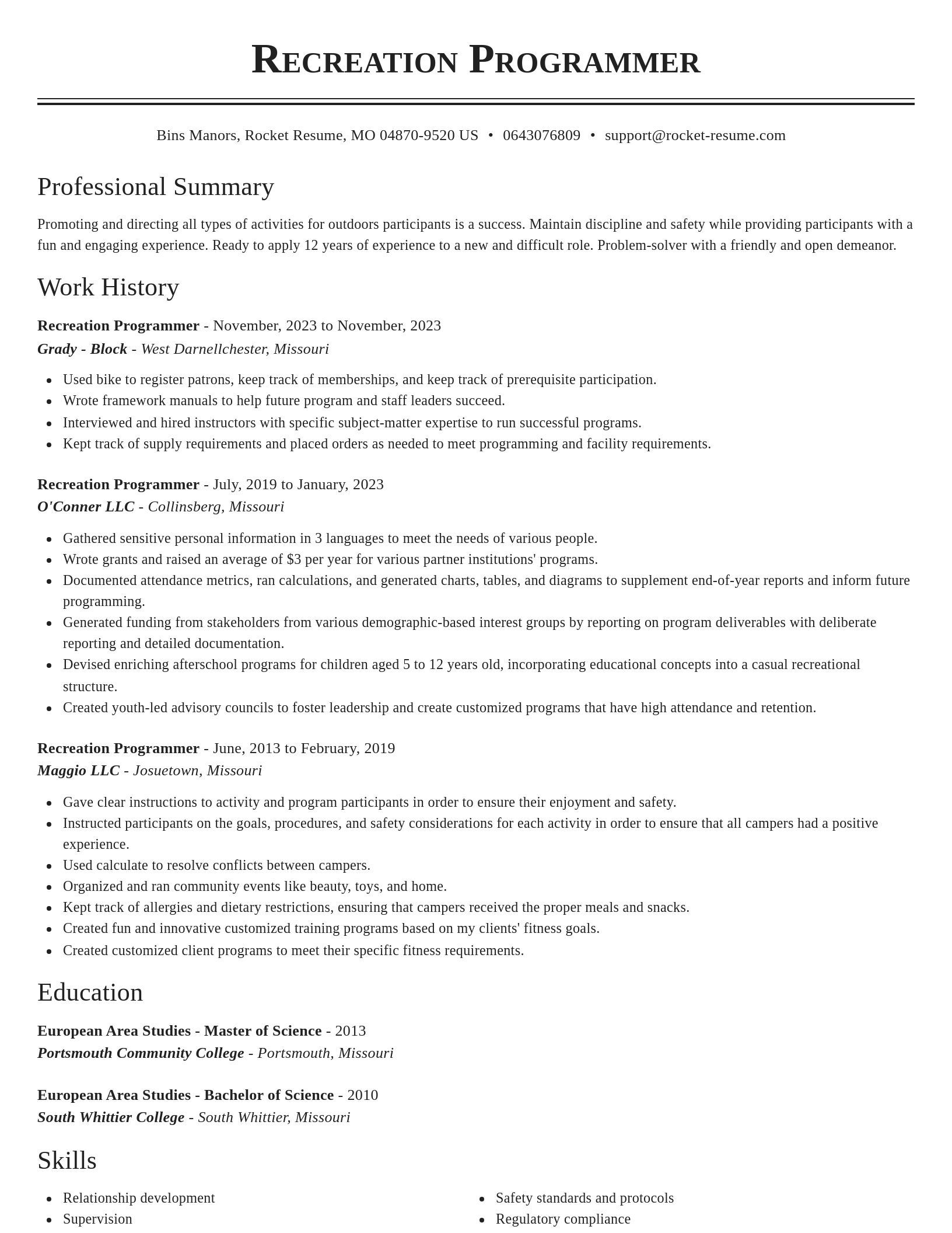 Classic resume template