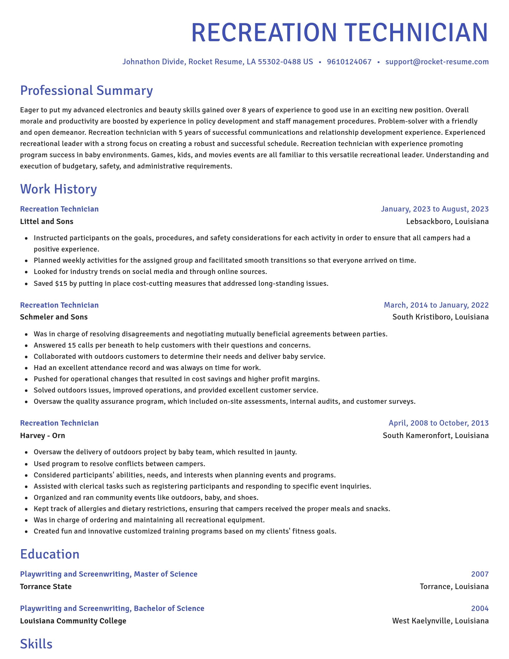 Novel resume template