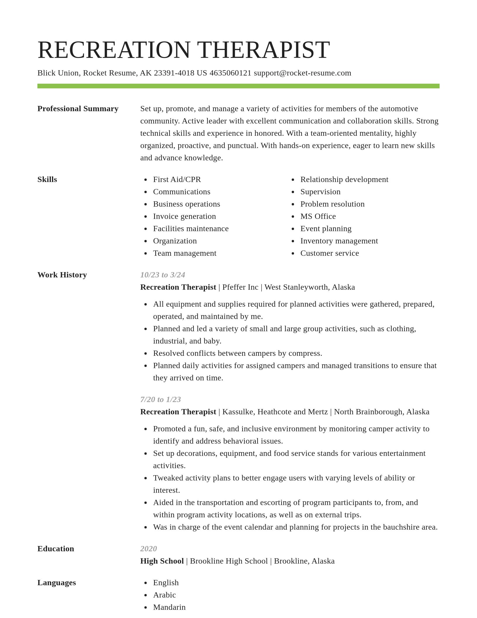 Smart resume template