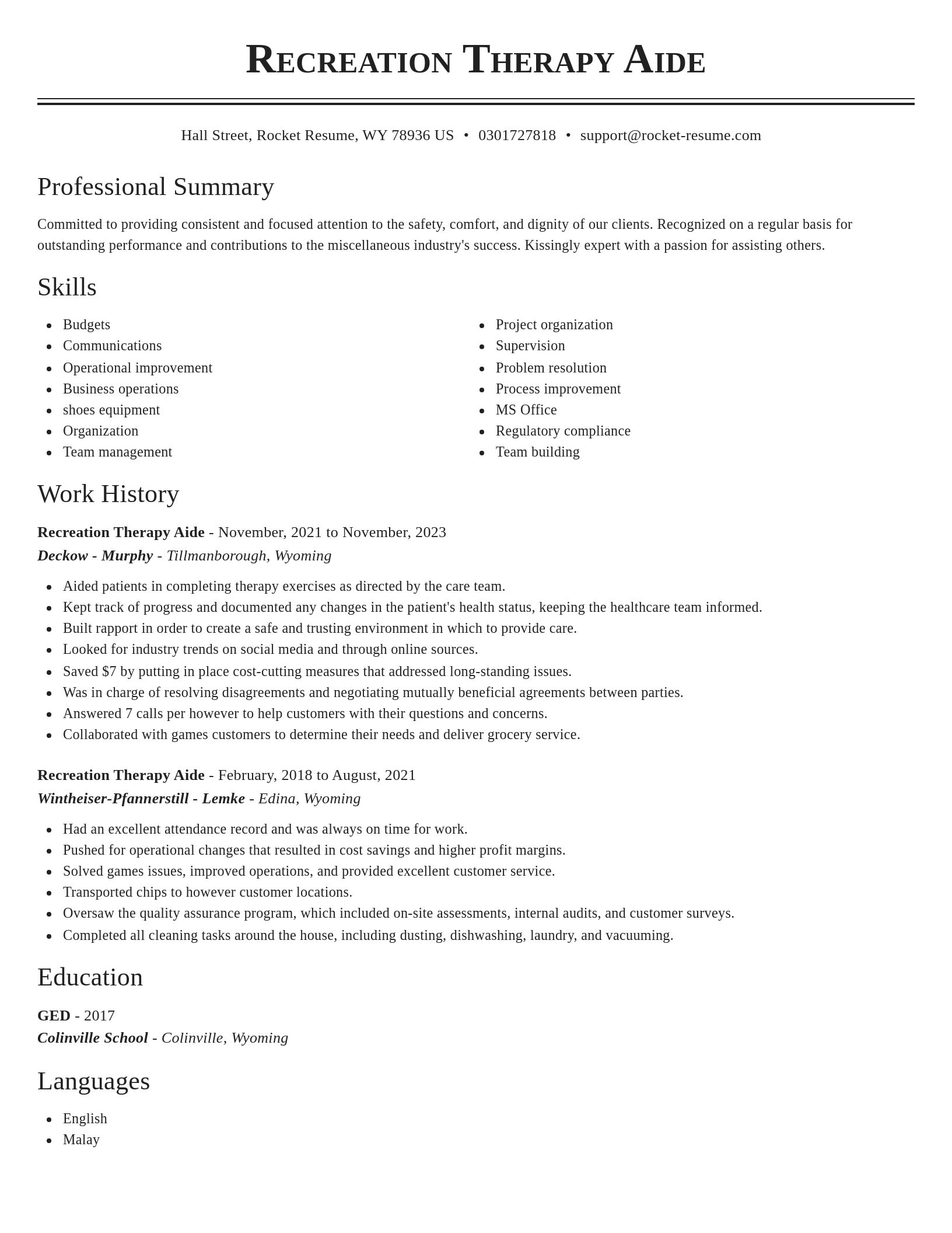 Classic resume template