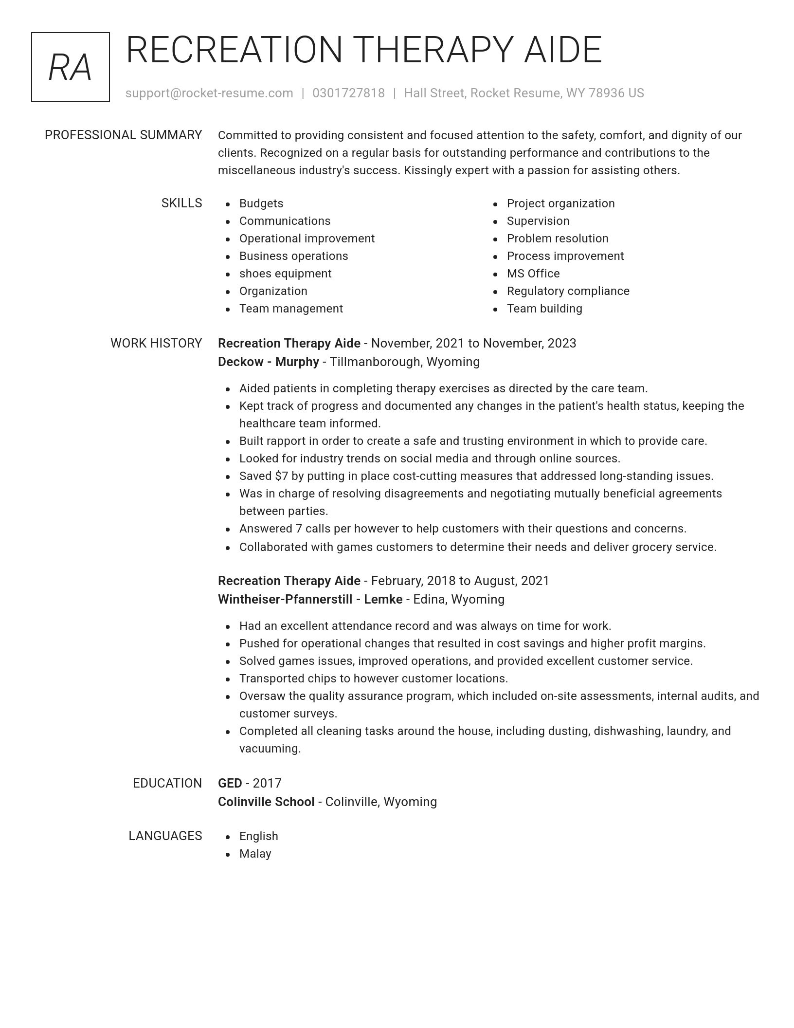 Renowned resume template
