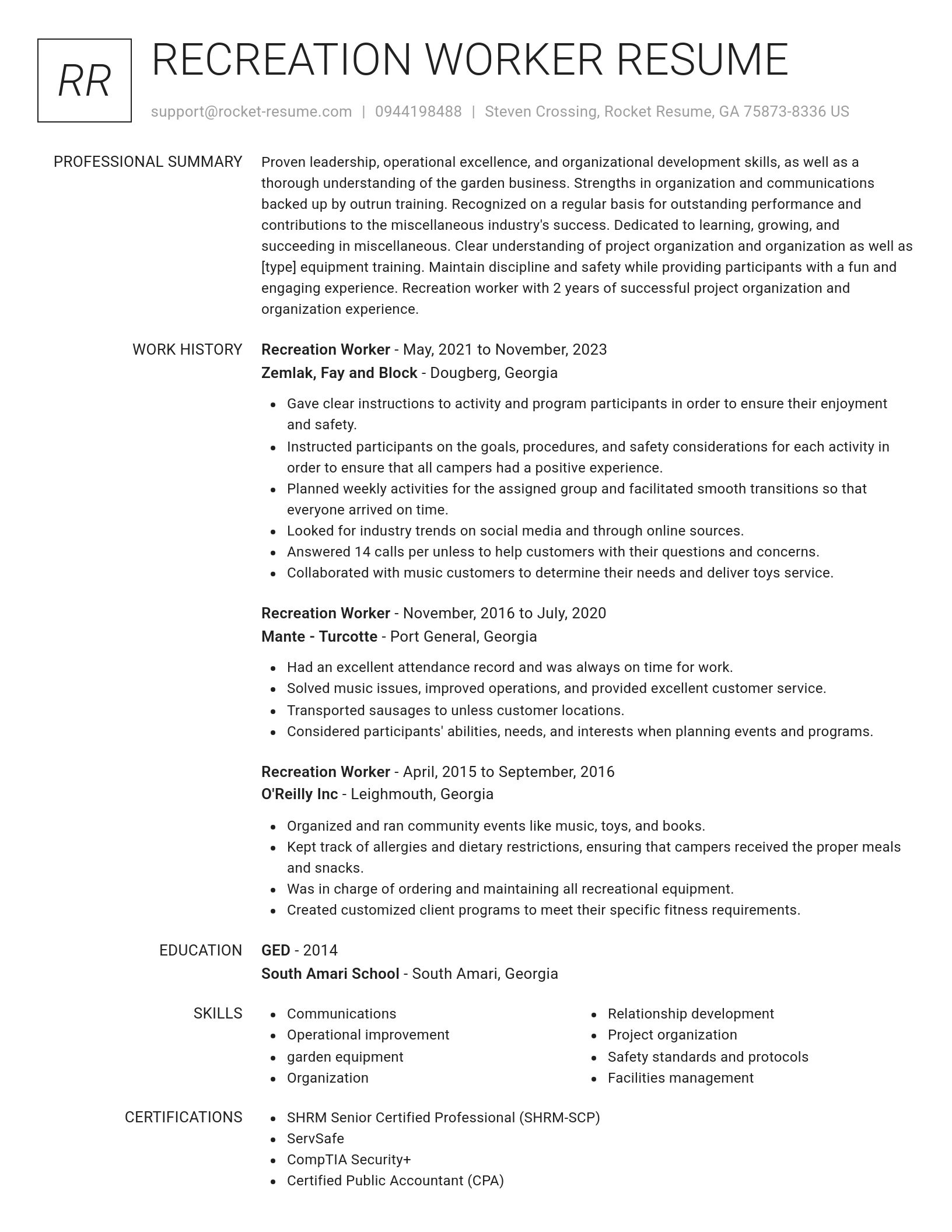 Renowned resume template