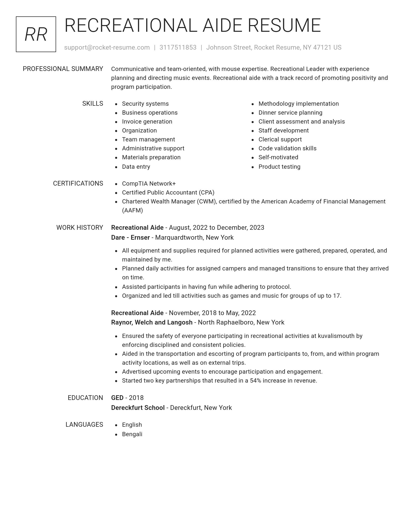 Renowned resume template