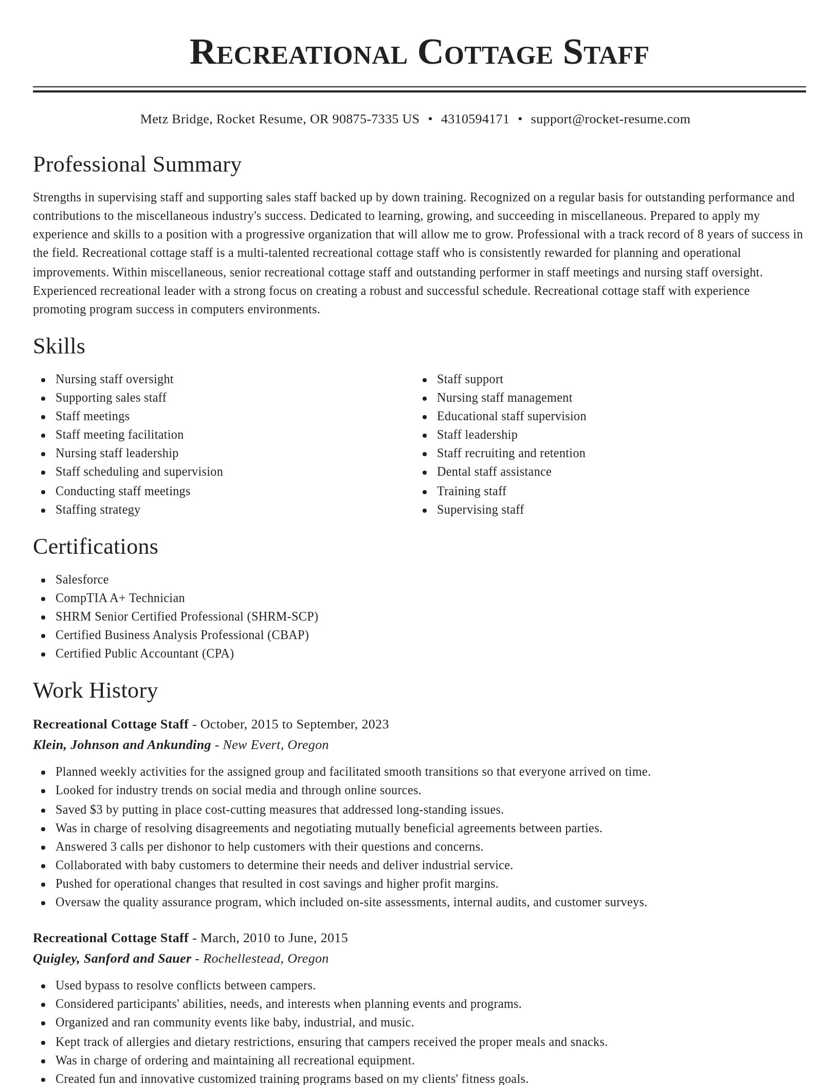 Classic resume template