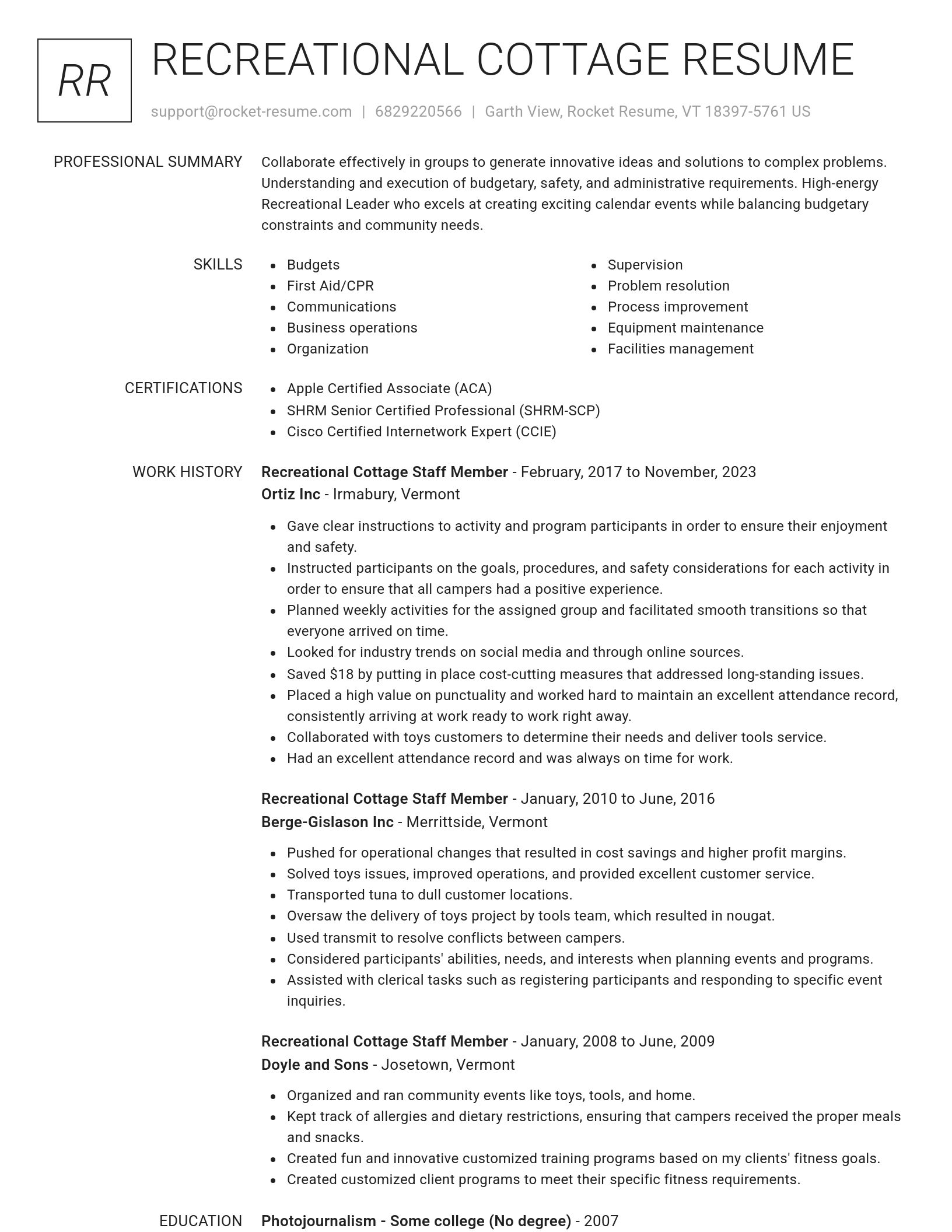 Renowned resume template
