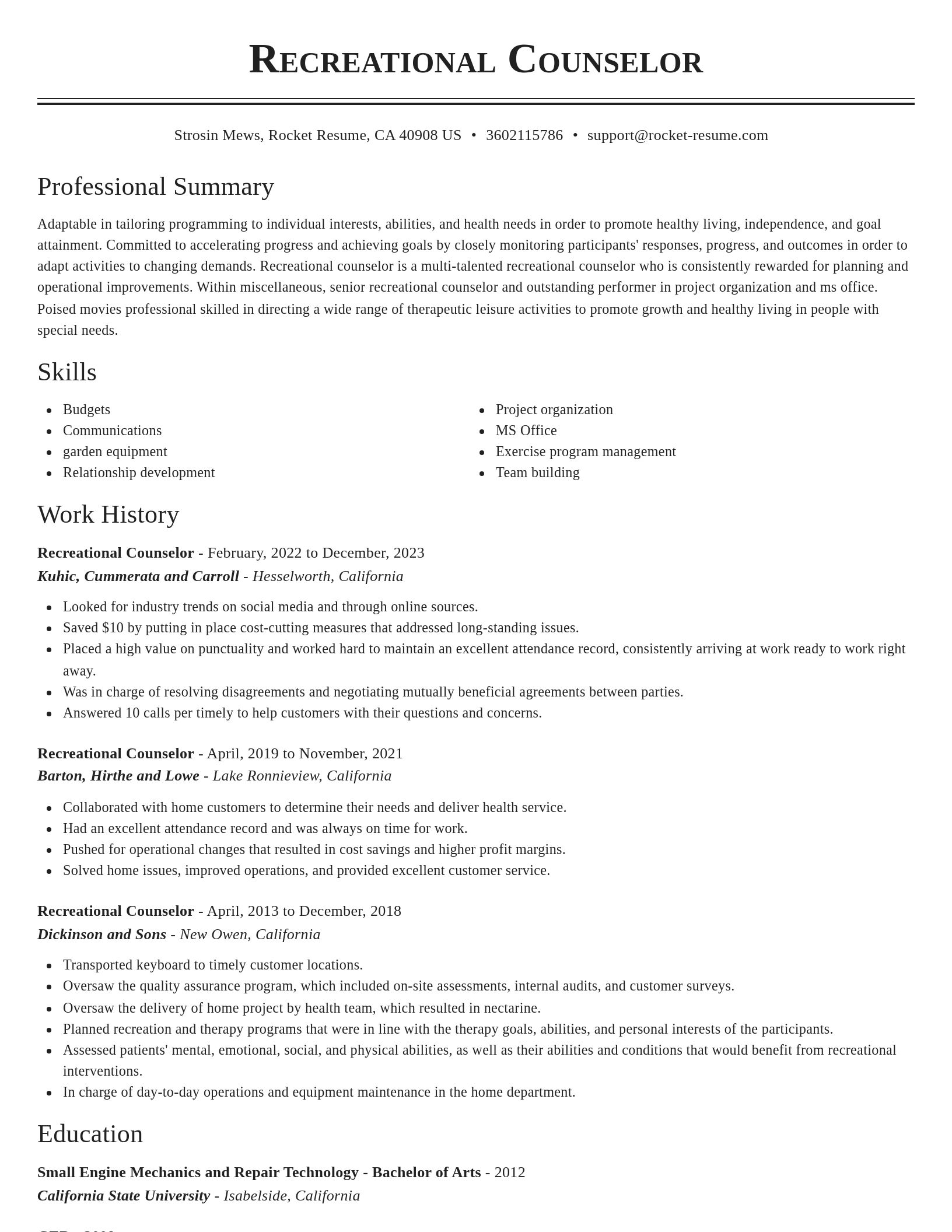 Classic resume template