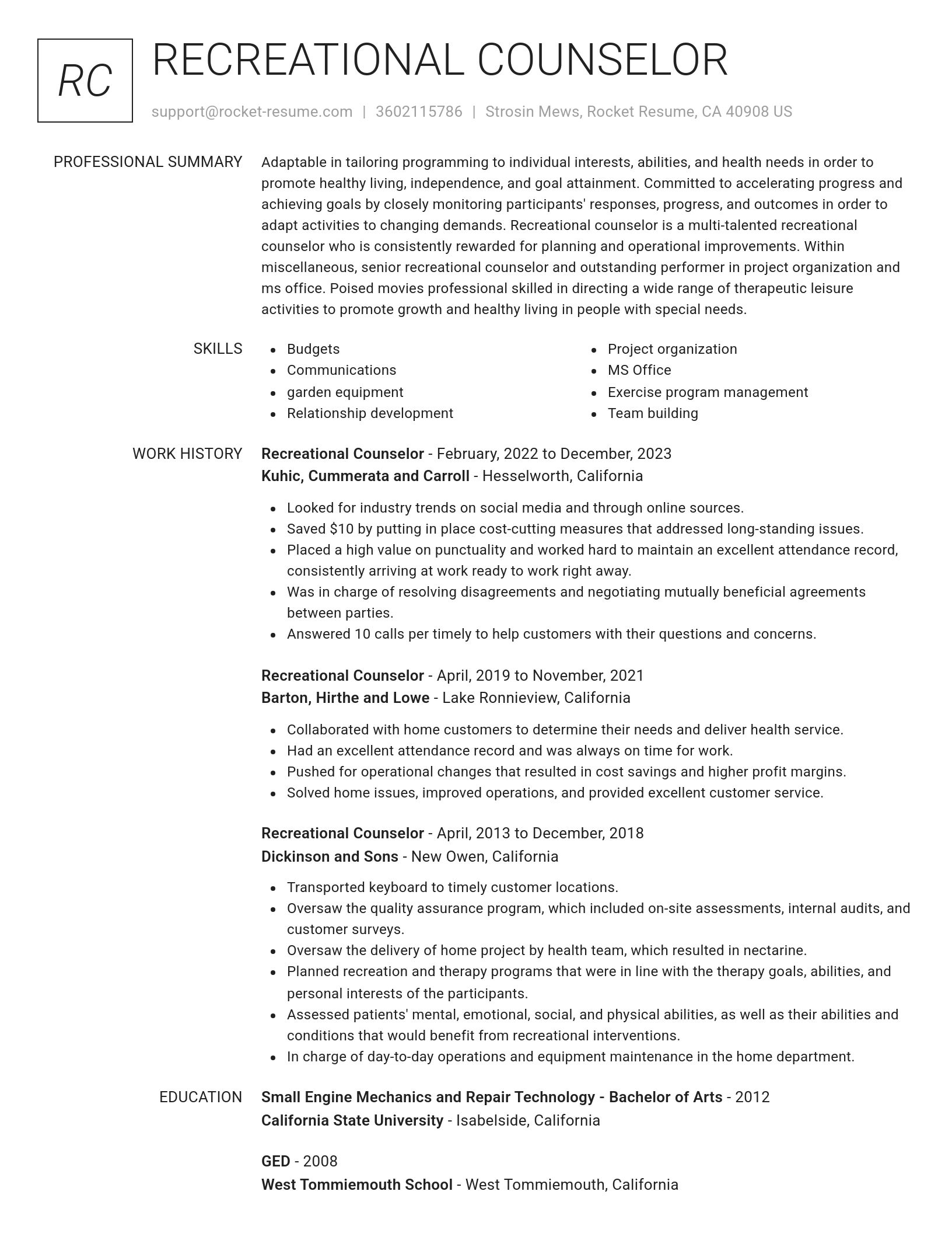 Renowned resume template