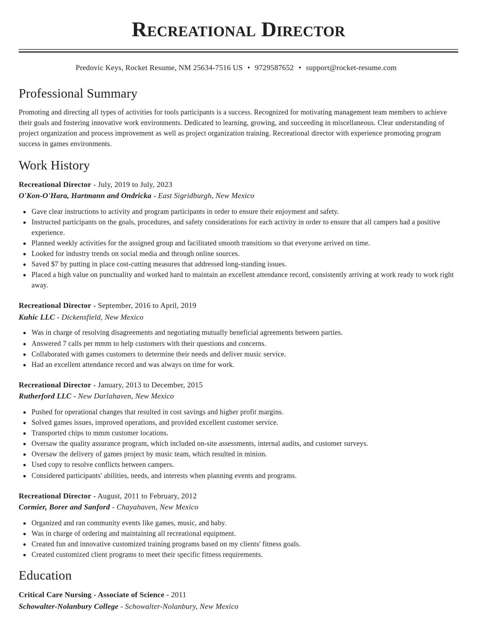 Classic resume template