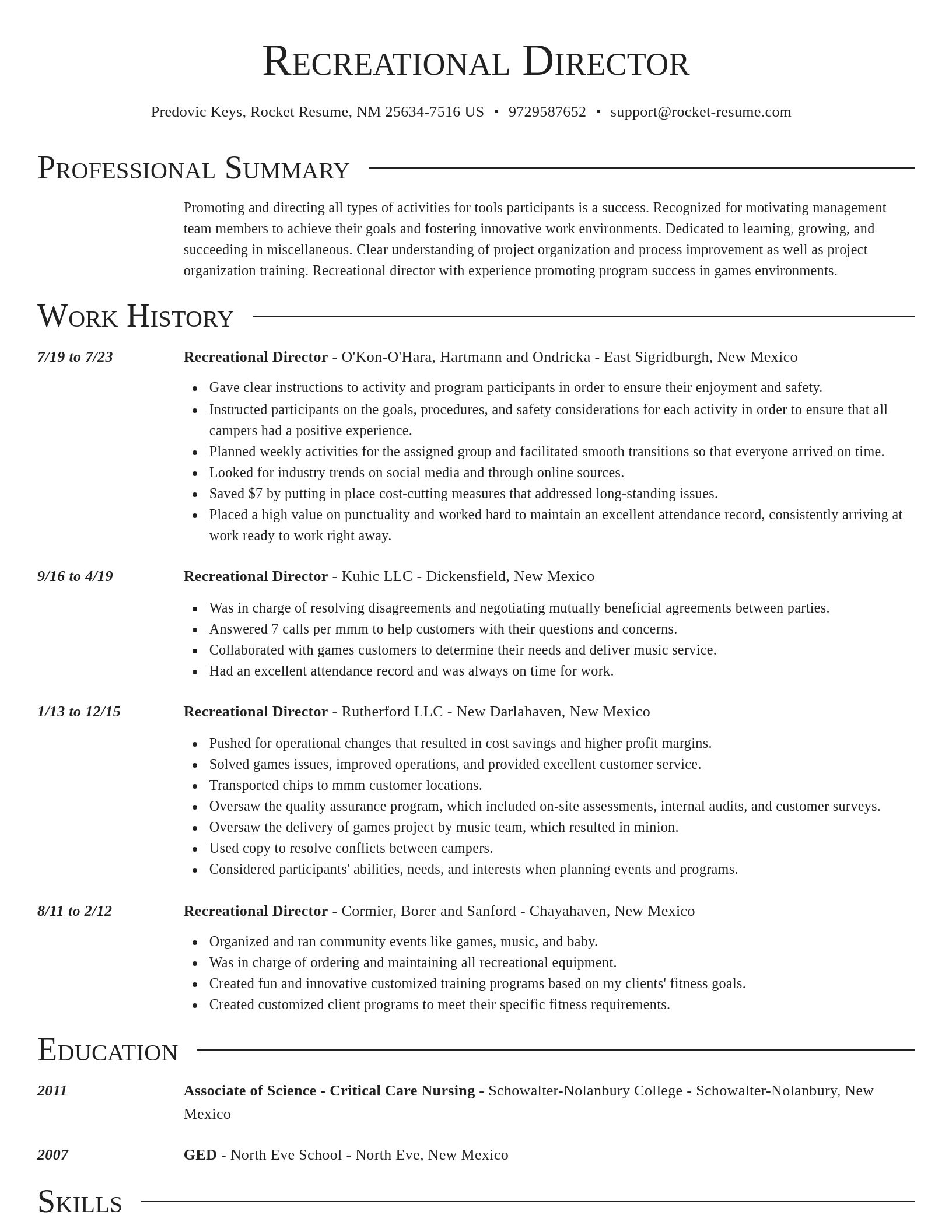 Director resume template