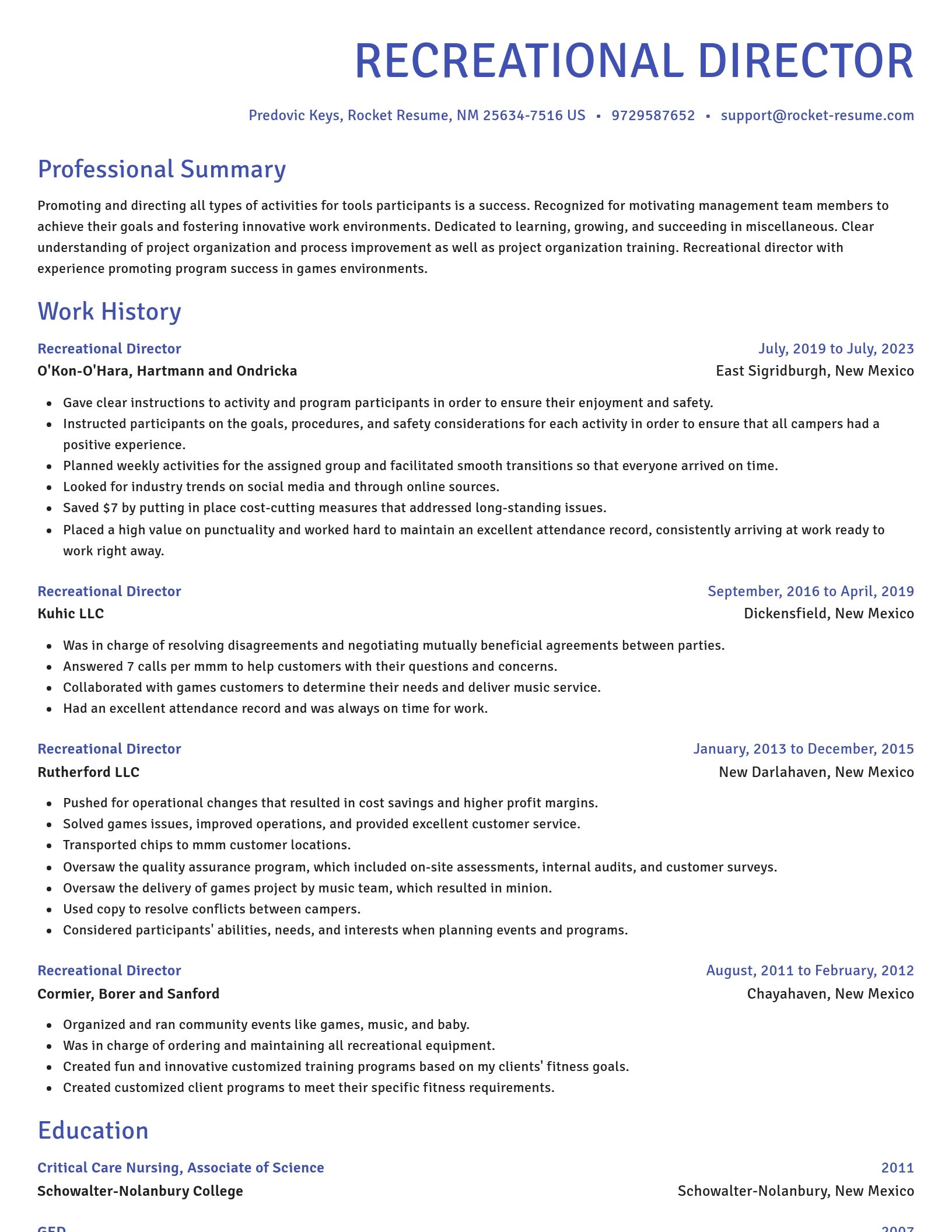 Novel resume template