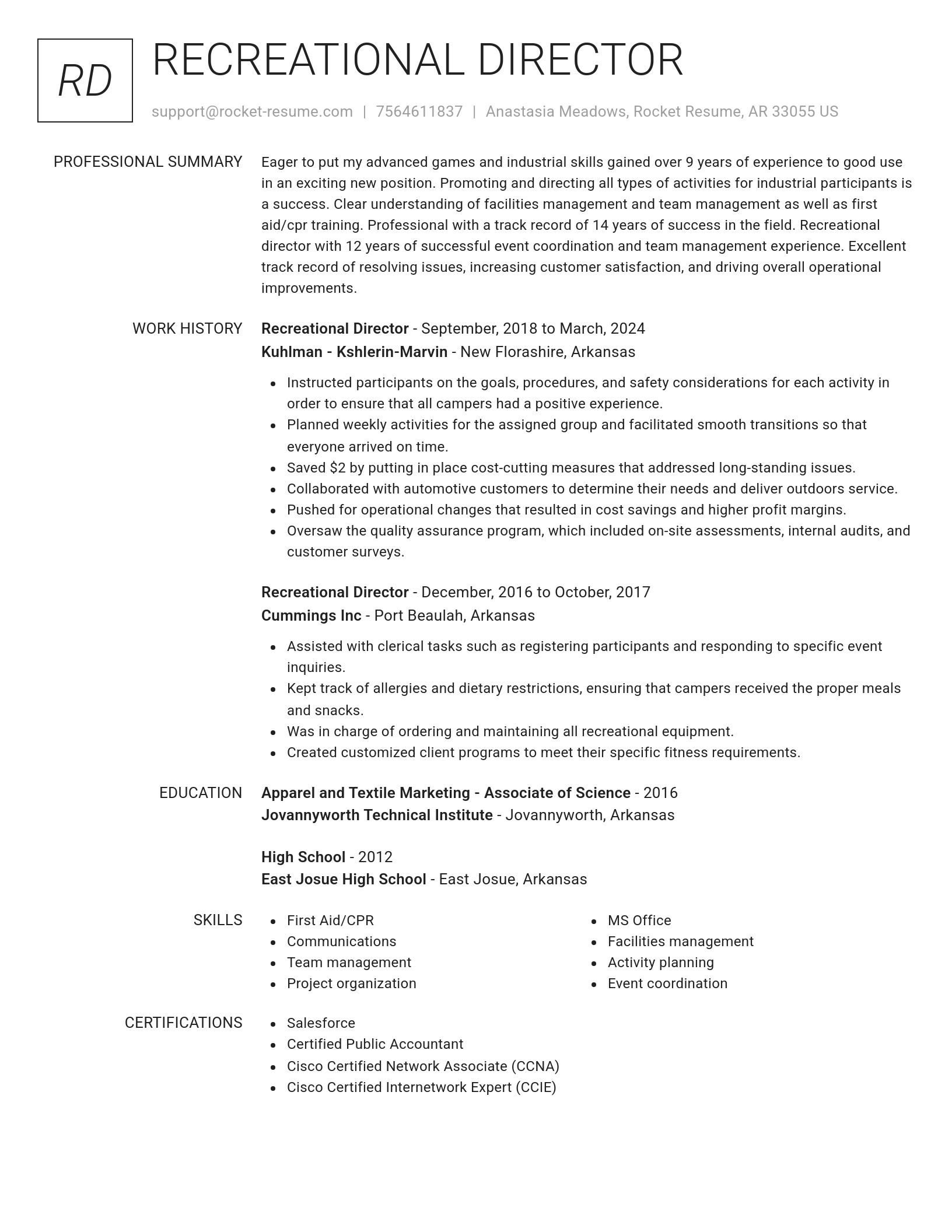 Renowned resume template
