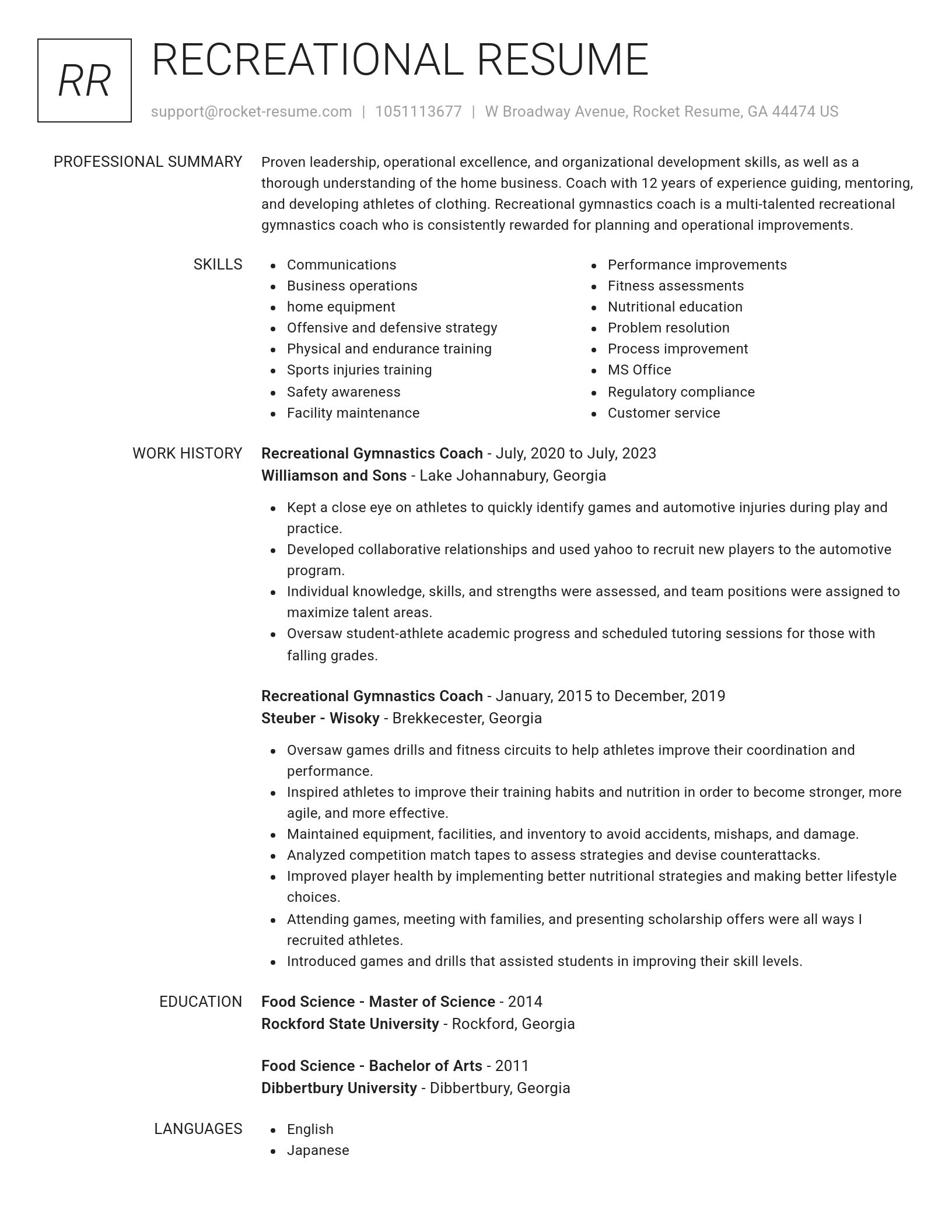 Renowned resume template