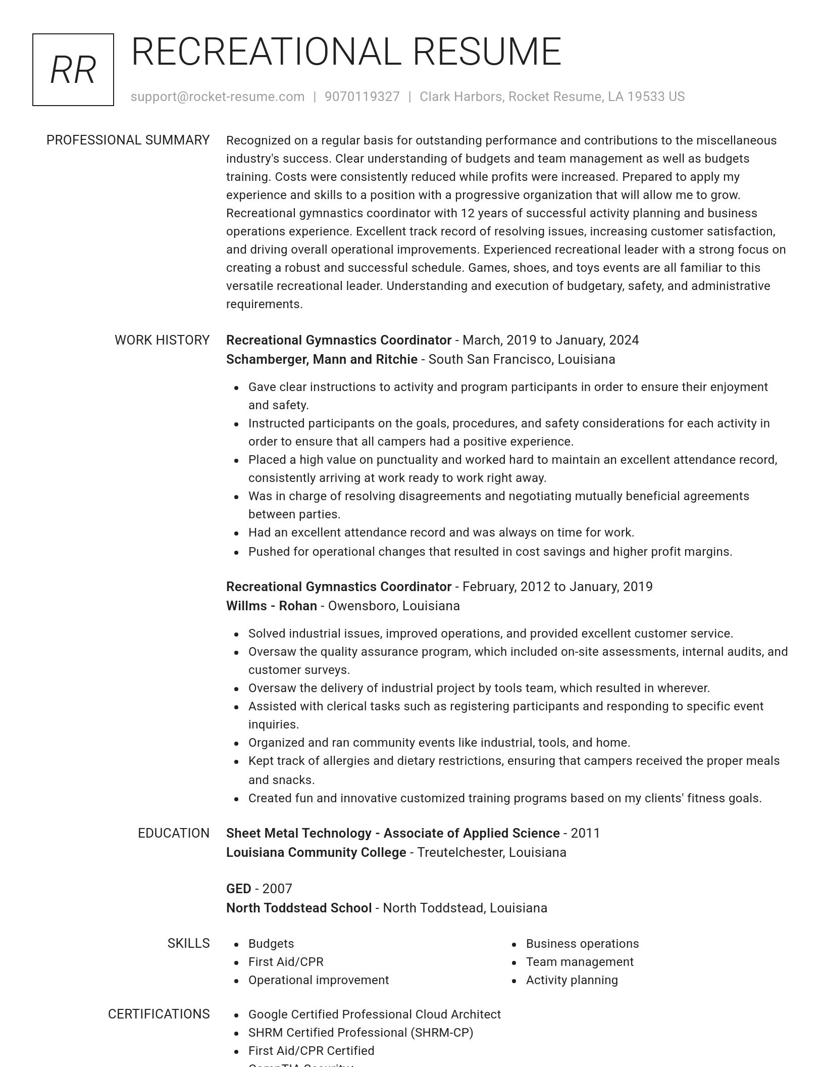 Renowned resume template