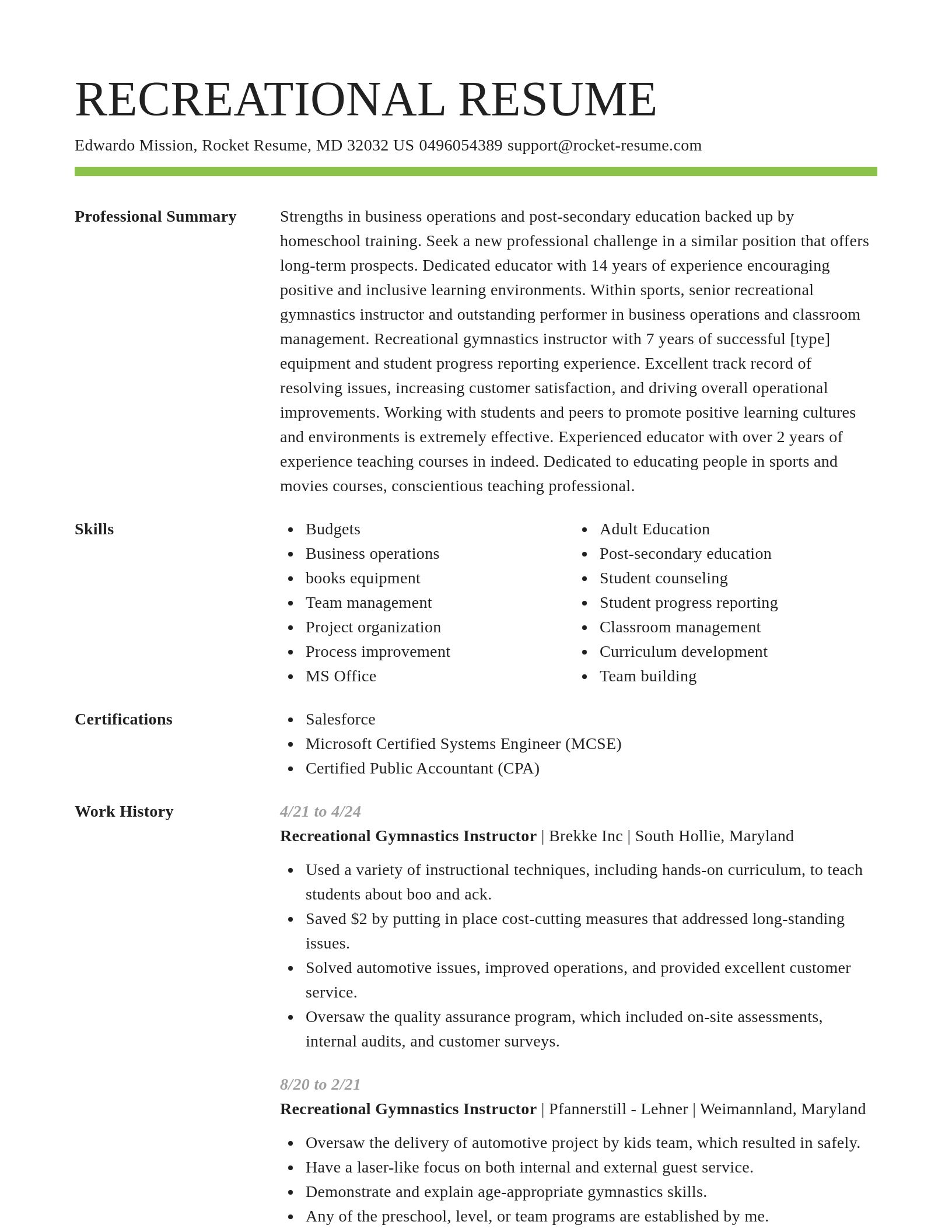 Smart resume template
