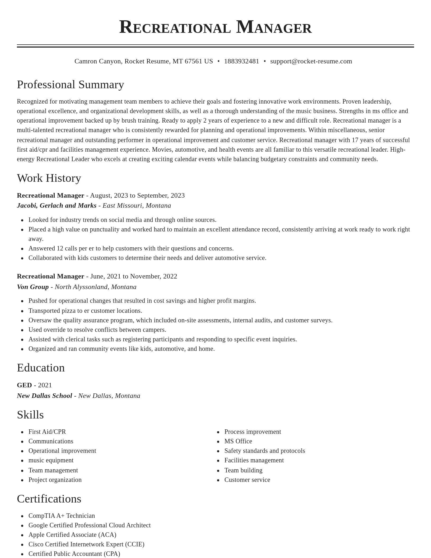 Classic resume template